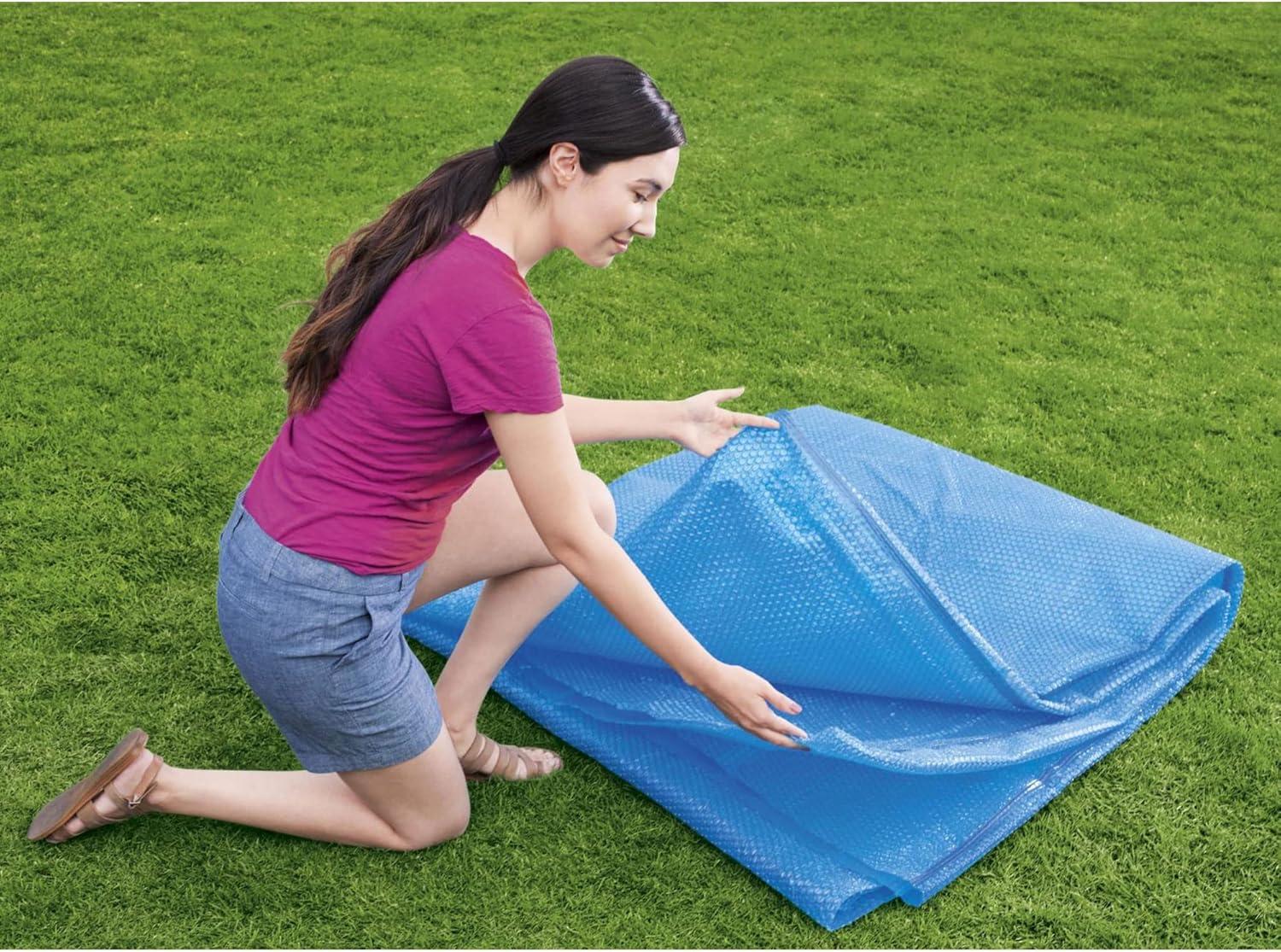 Bestway Flowclear 15 Feet Round Above Ground Solar Pool Cover Only for Pool Water Maintenance of Swimming Pools 16 Feet in Diameter, Blue