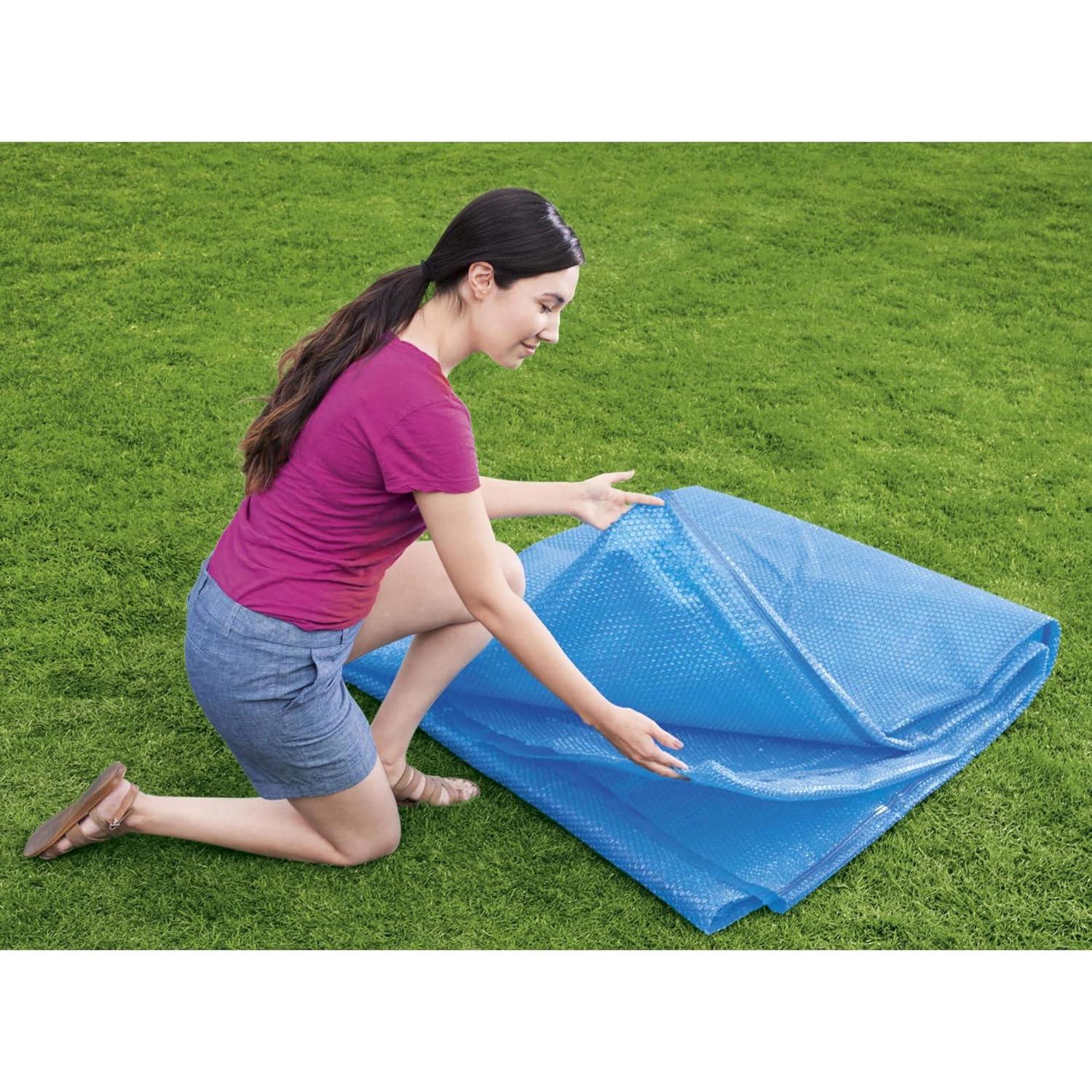 Bestway Flowclear 15 Feet Round Above Ground Solar Pool Cover Only for Pool Water Maintenance of Swimming Pools 16 Feet in Diameter, Blue