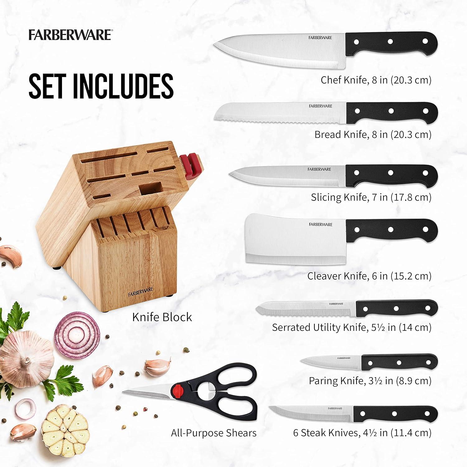 Farberware 14-Piece High-Carbon Stainless Steel Knife Block Set