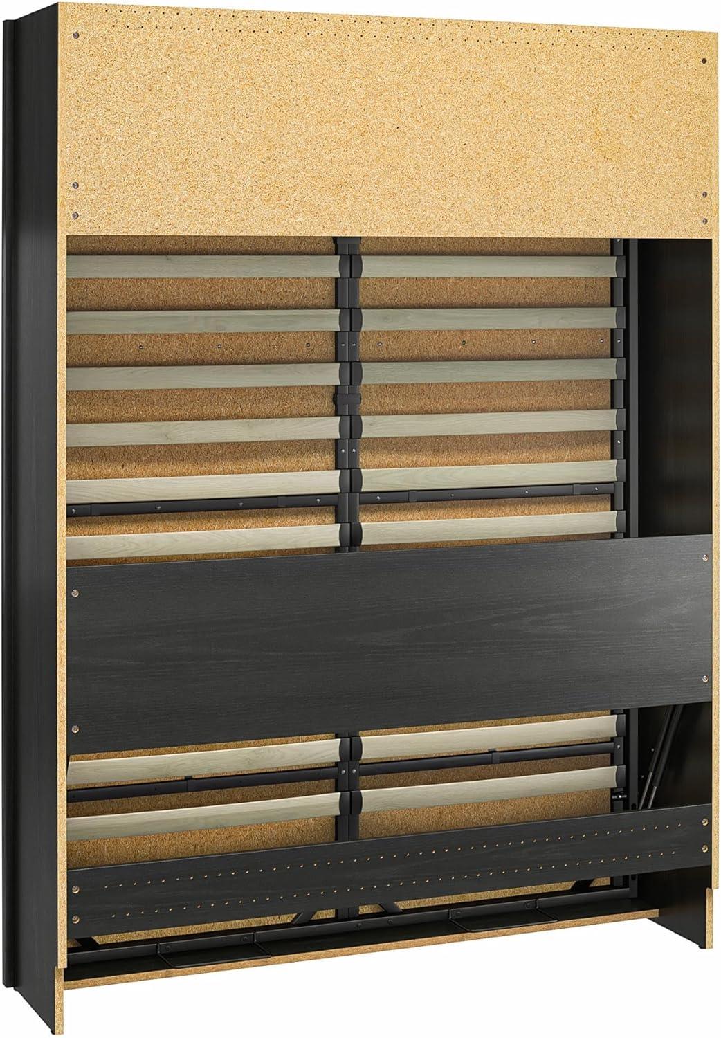 Columbia Walnut Full Size Murphy Bed with Storage and Slats