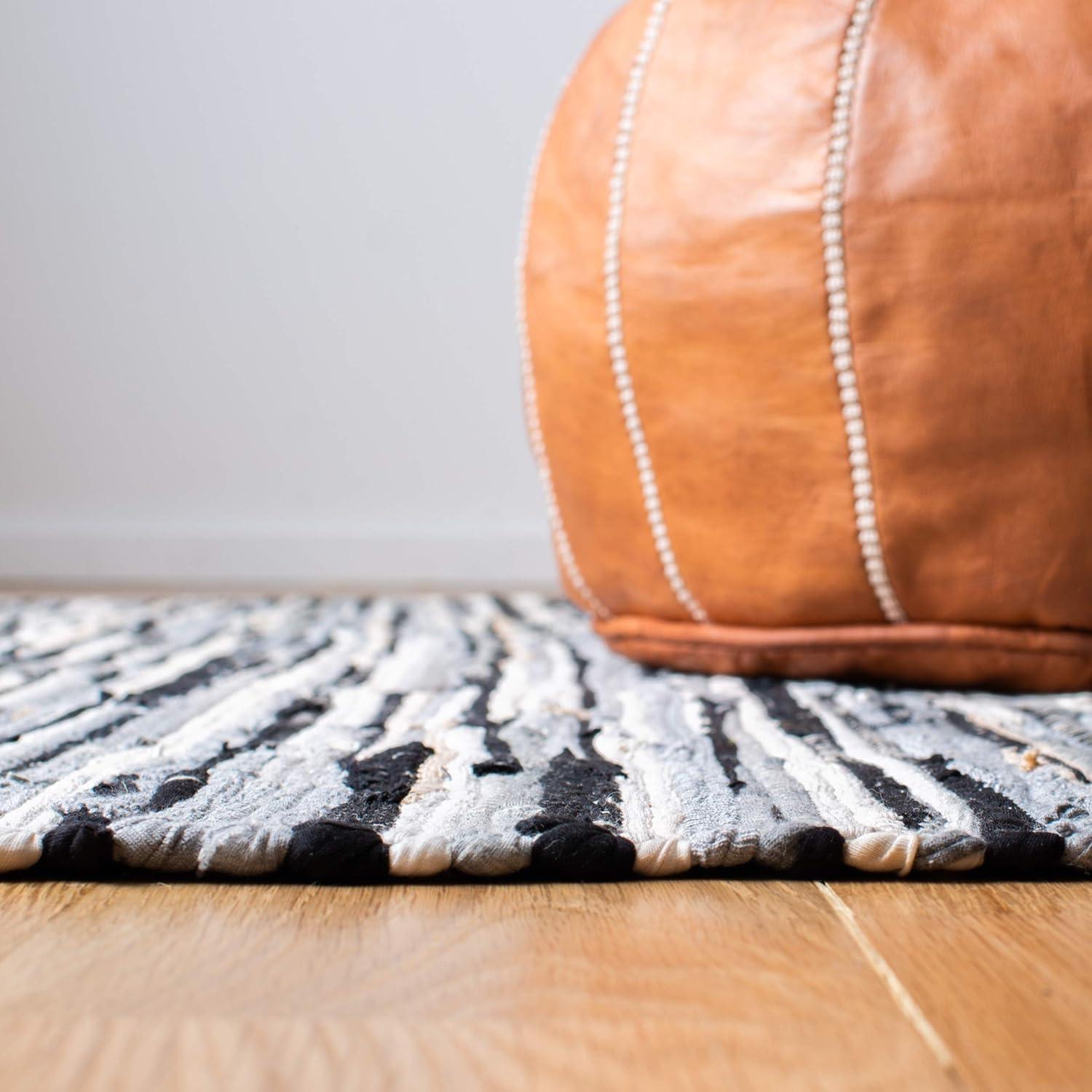Rag Rug RAR129 Hand Woven Indoor Area Rug - Black/Multi - 4'x6' - Safavieh.