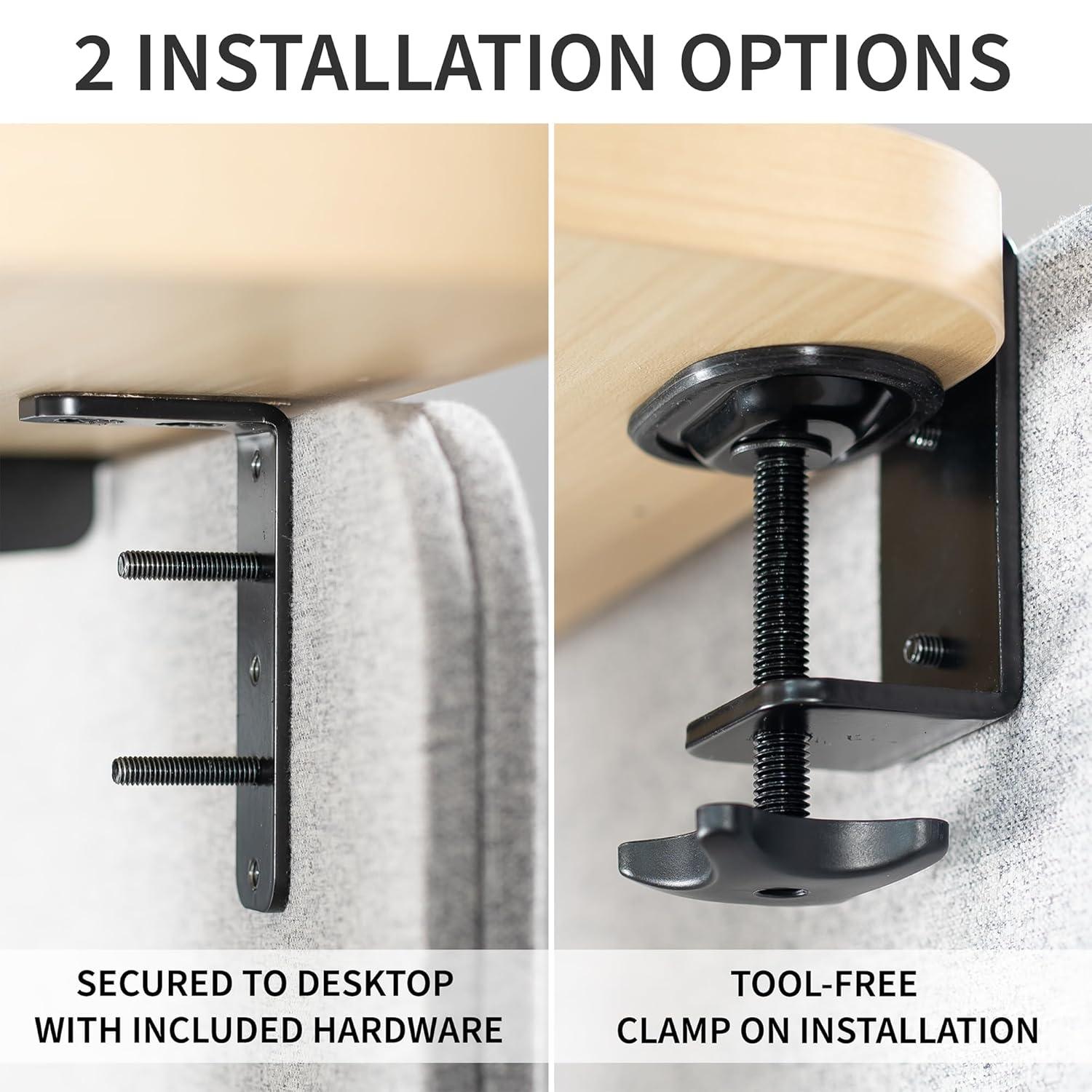 VIVO Gray Clamp-on/Screw-on 71" x 24" Desktop Privacy Panel System (2 Panels)