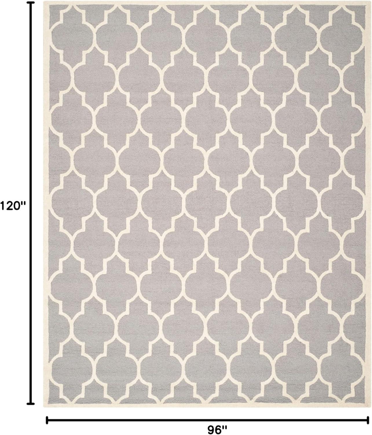 SAFAVIEH Cambridge Kevin Geometric Wool Area Rug, Silver/Ivory, 8' x 10'