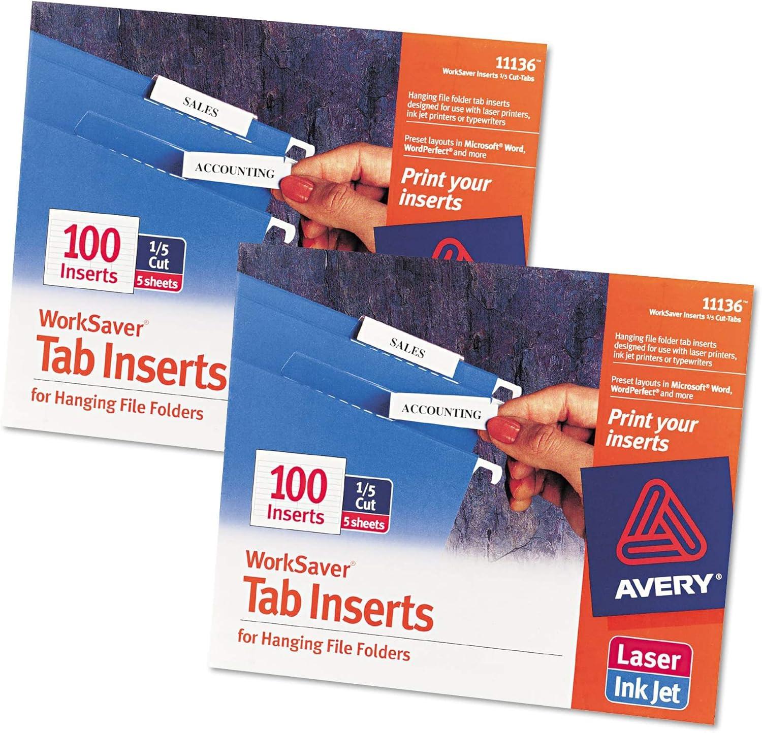 Avery Consumer Products Avery® Laser/Ink Jet Inserts For Hanging File Fold Paper Hanging Files Cabinet
