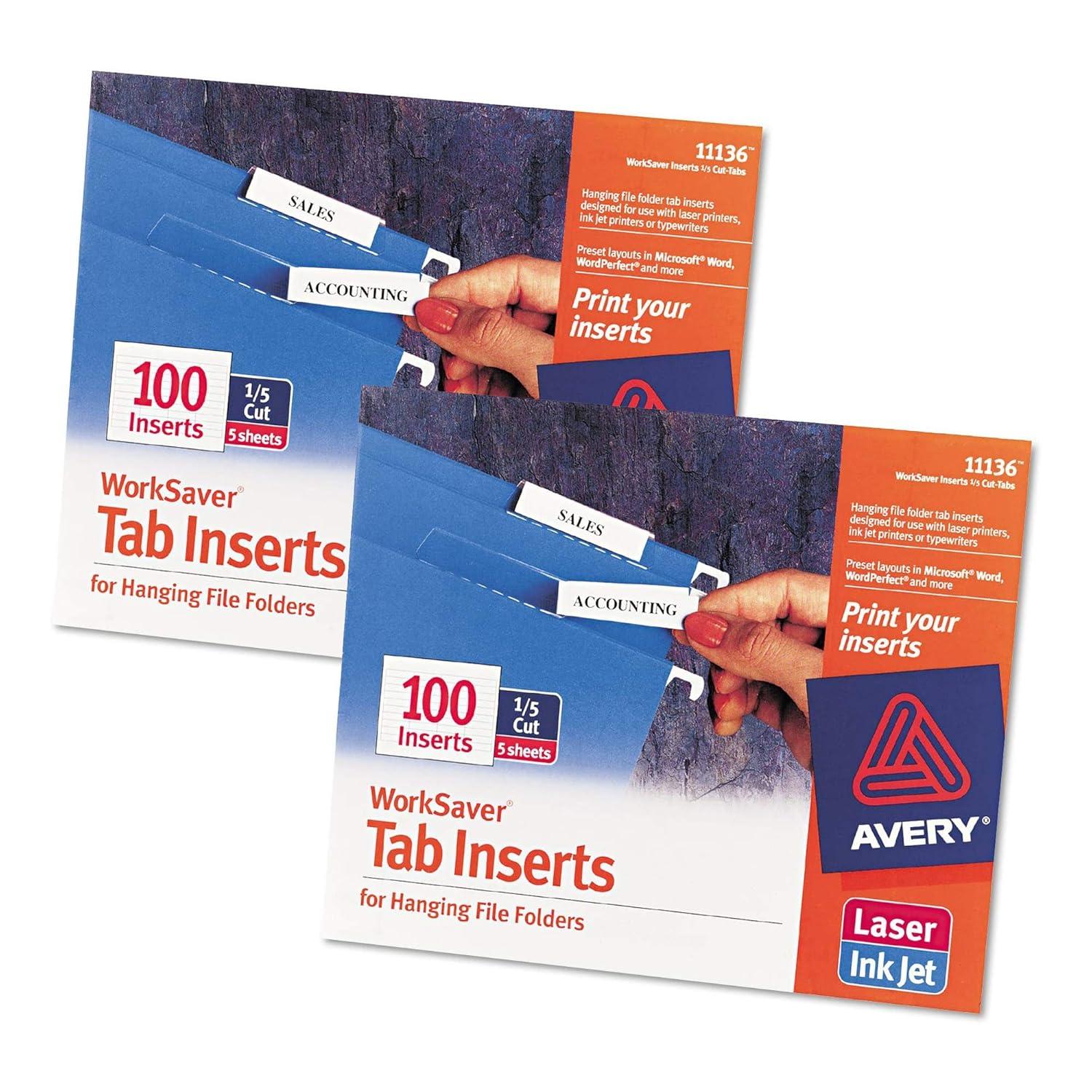 Avery Consumer Products Avery® Laser/Ink Jet Inserts For Hanging File Fold Paper Hanging Files Cabinet