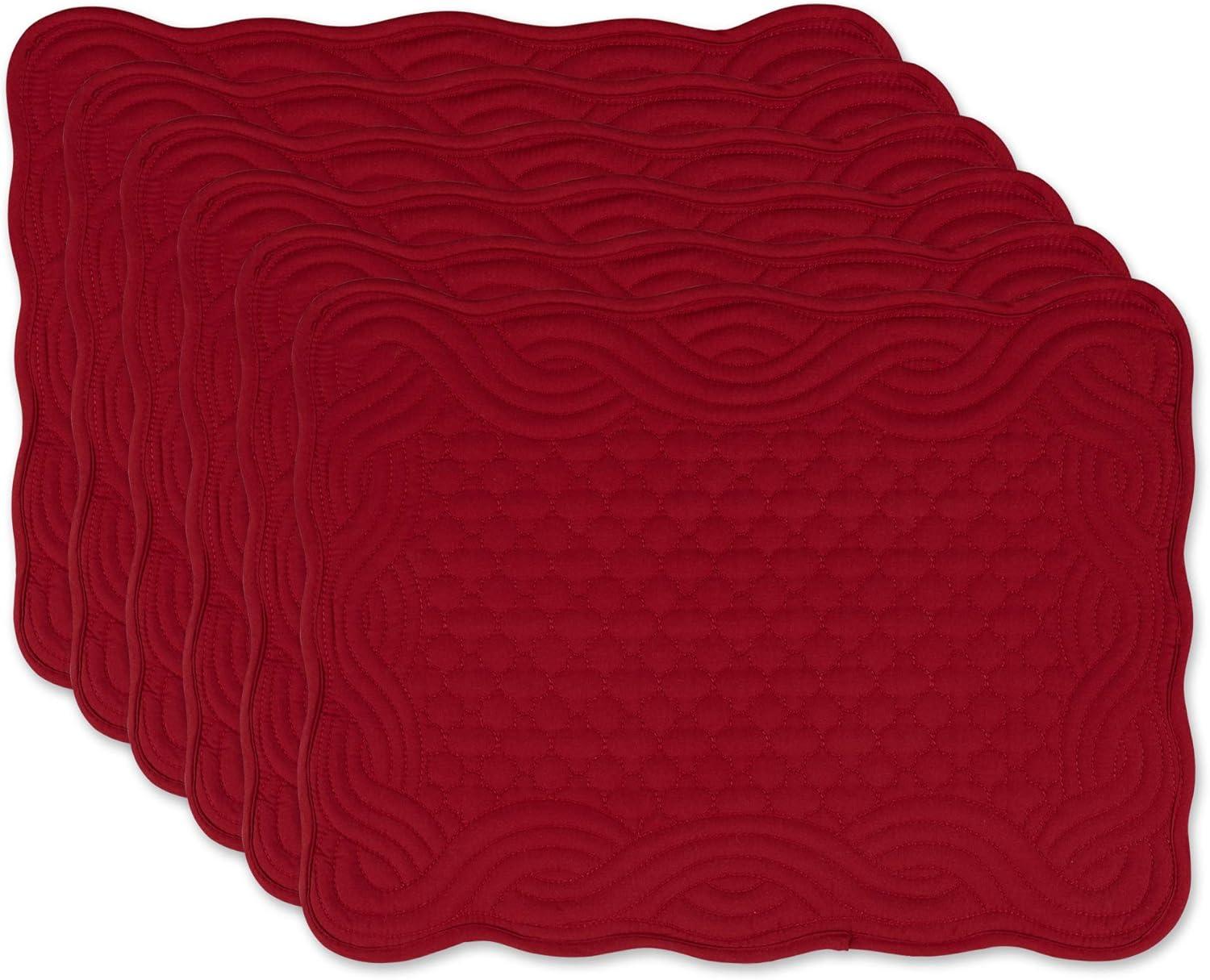 Cranberry Quilted Polyester Farmhouse 13x18" Placemat Set