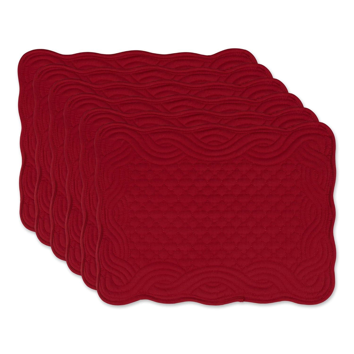 Contemporary Home Living Textured Quilted Rectangular Placemats - 18" - Aegean Blue - Set of 6
