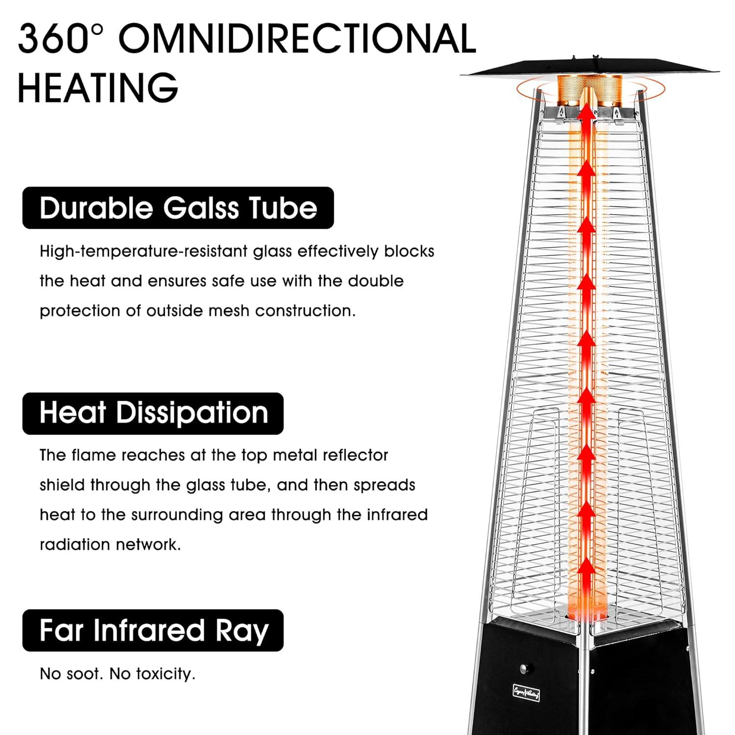 LEGACY HEATING Outdoor Patio Heater with Reflector Shield, 40,000 BTU Propane Patio Heater with Wheels for Commercial, Residential, Garden, Porch, Party, Deck(Mocha)