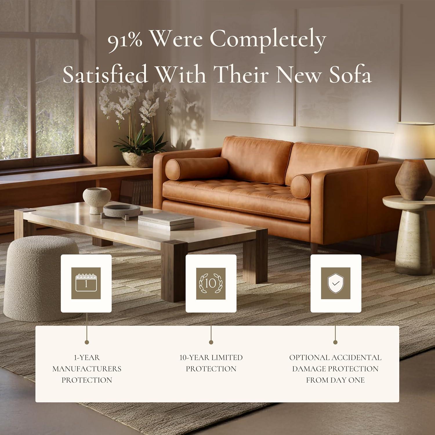 Napa 72'' Full-Grain Genuine Italian Leather Sofa