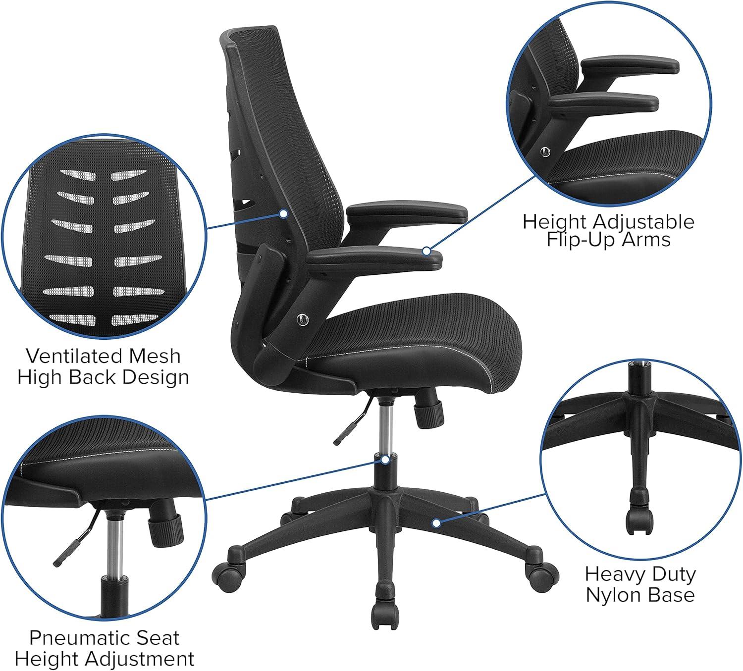 Flash Furniture High Back Designer Mesh Swivel Executive Ergonomic Chair with Flip-Up Arms