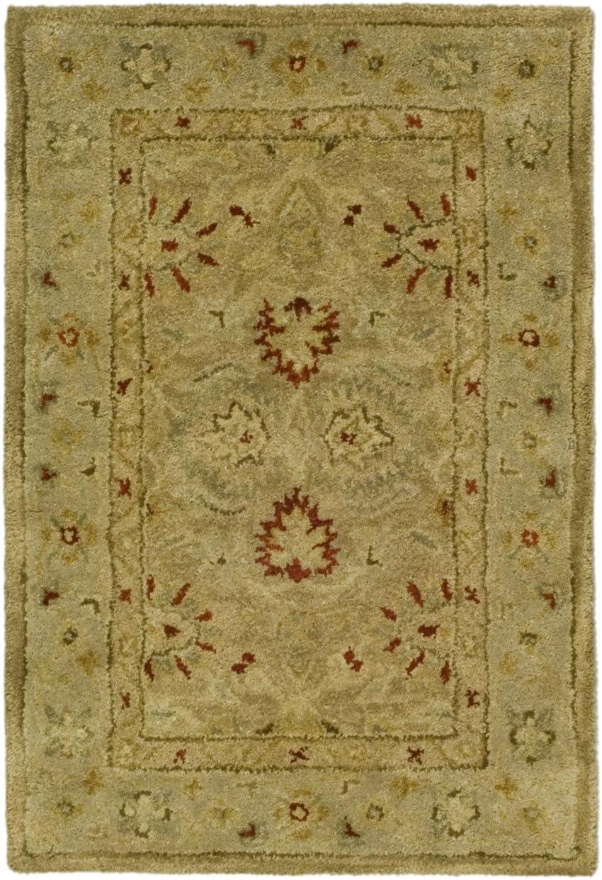 SAFAVIEH Antiquity Lorraine Floral Bordered Wool Area Rug, Grey Blue/Beige, 9' x 12'
