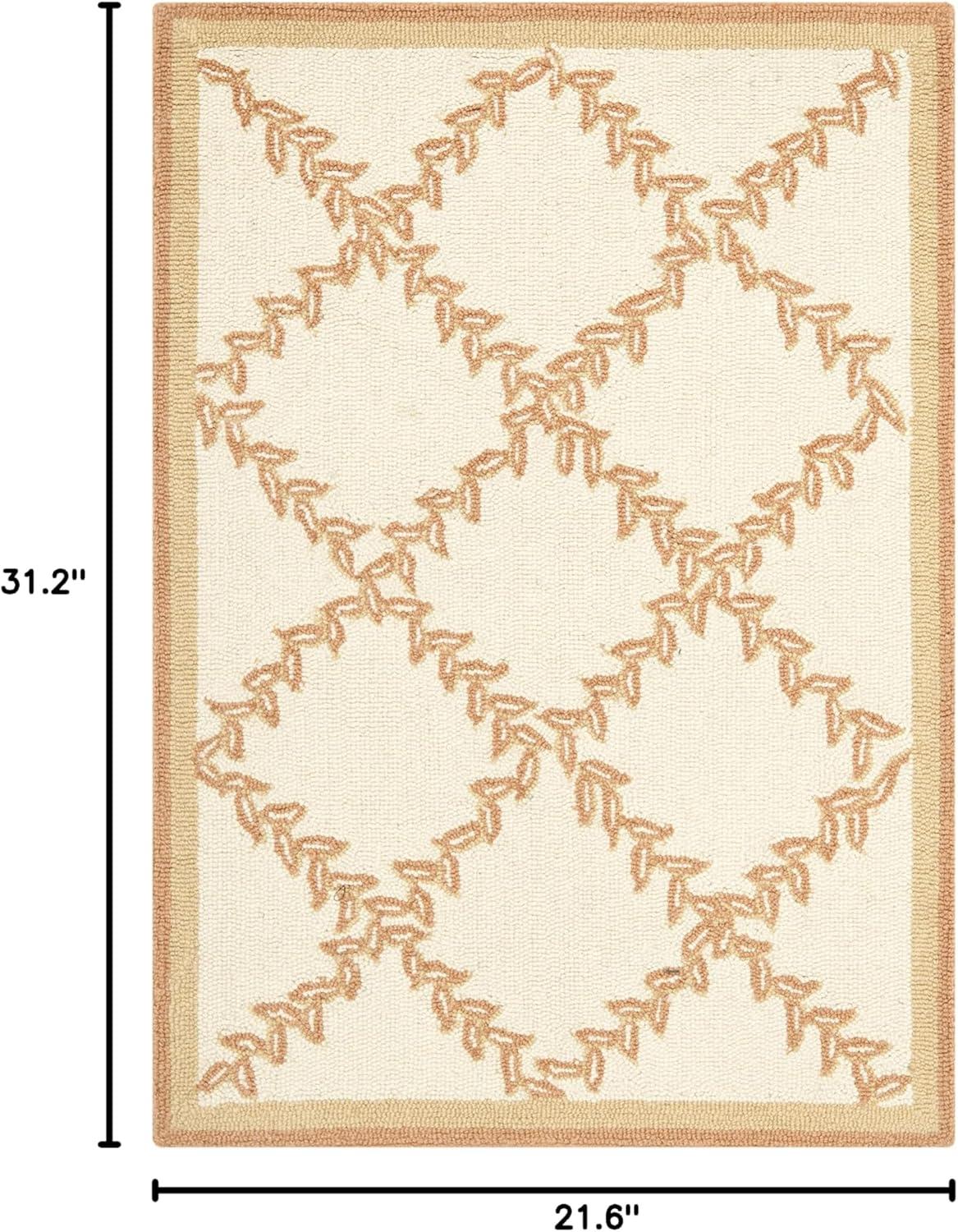 Ivory Hand-Tufted Wool 10' x 14' Area Rug with Edge Embellishment