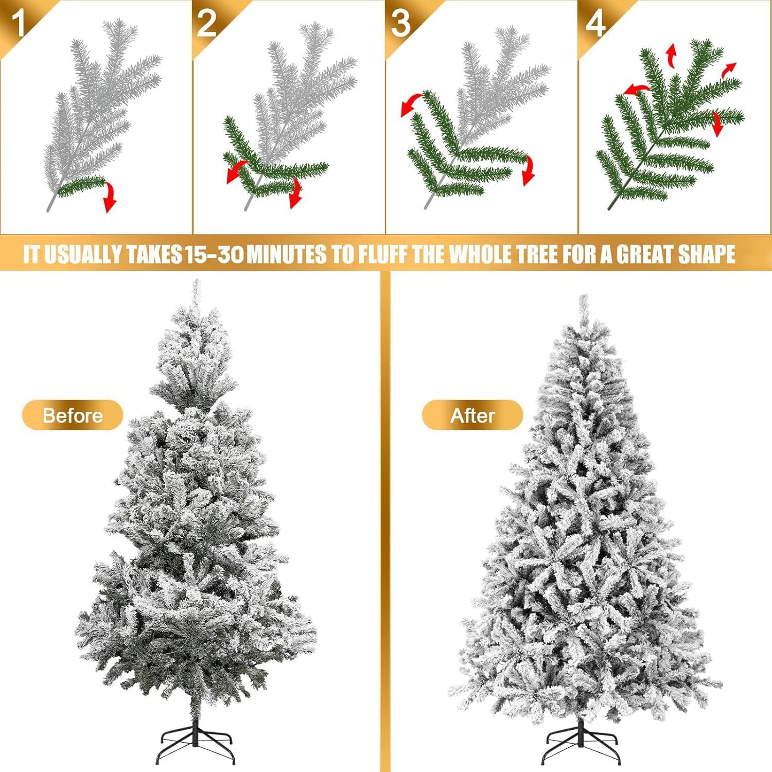 7.9 ft Snow Flocked Pre-Lit White LED Christmas Tree