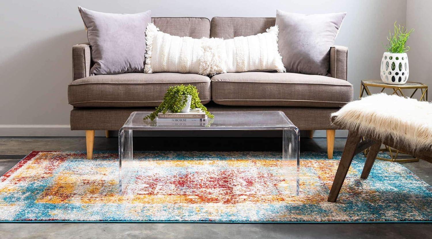Unique Loom 4'x6' Rosso Cavalli Multi-color Indoor Area Rug