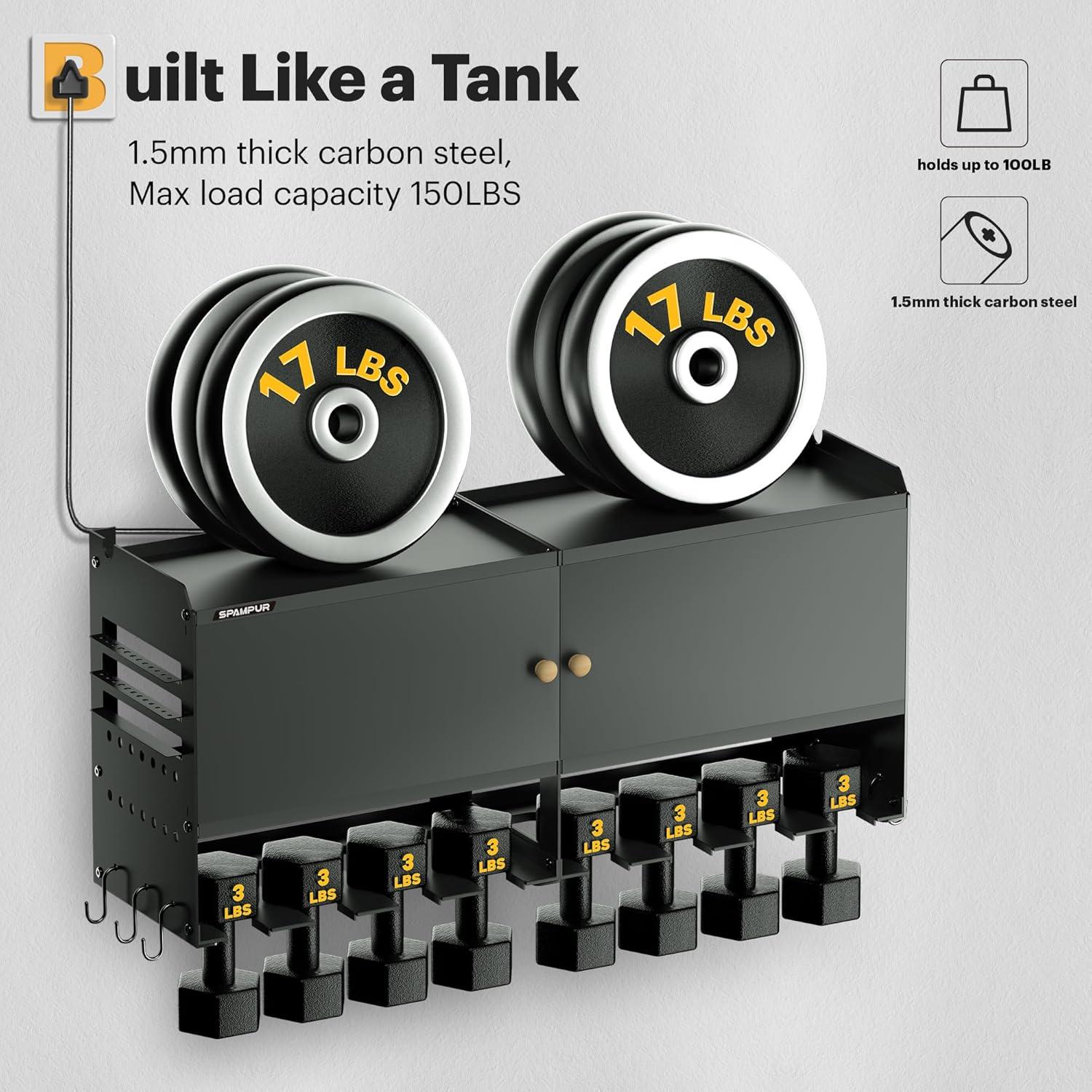 Spampur Power Tool Organizer Wall Mount with Charging Station, Garage Tool Shelf 6 Drill Holders, Tool Battery Holder with Plier holder Heavy Duty Rack, Tool Storage Rack with 4 Outlet Power Strip