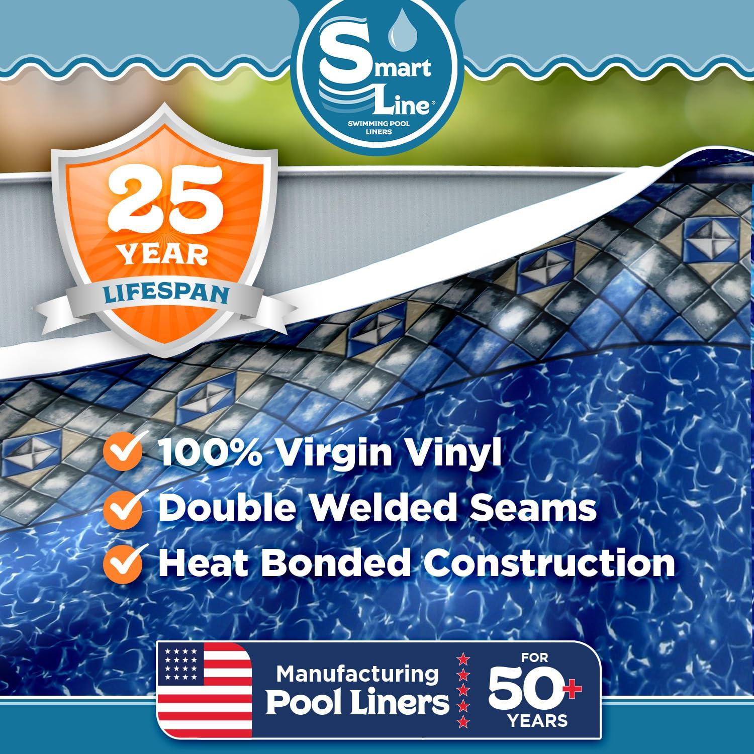 SmartLine 24' Round Manor Unibead Above Ground Swimming Pool Liner, 52" Height, 25 Gauge
