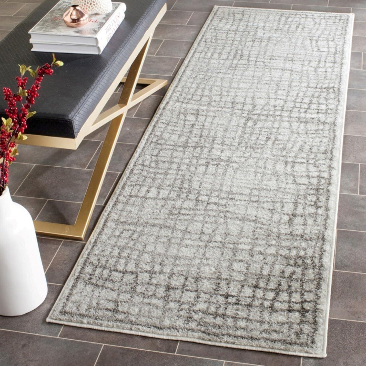 Ivory and Silver Rectangular Synthetic Area Rug, 4' x 6'