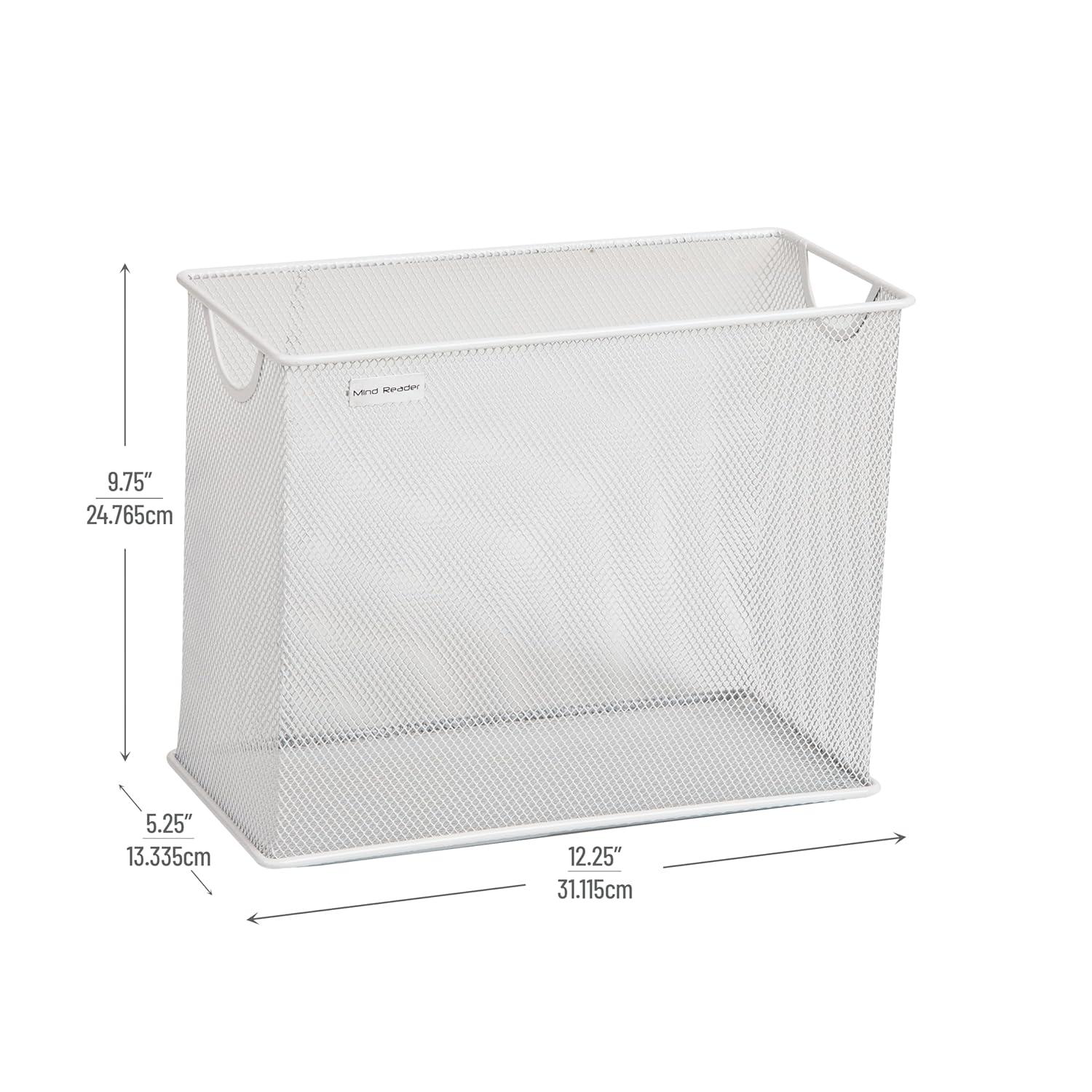 Mind Reader Metal Mesh File Organizer Storage Basket for Letters, White
