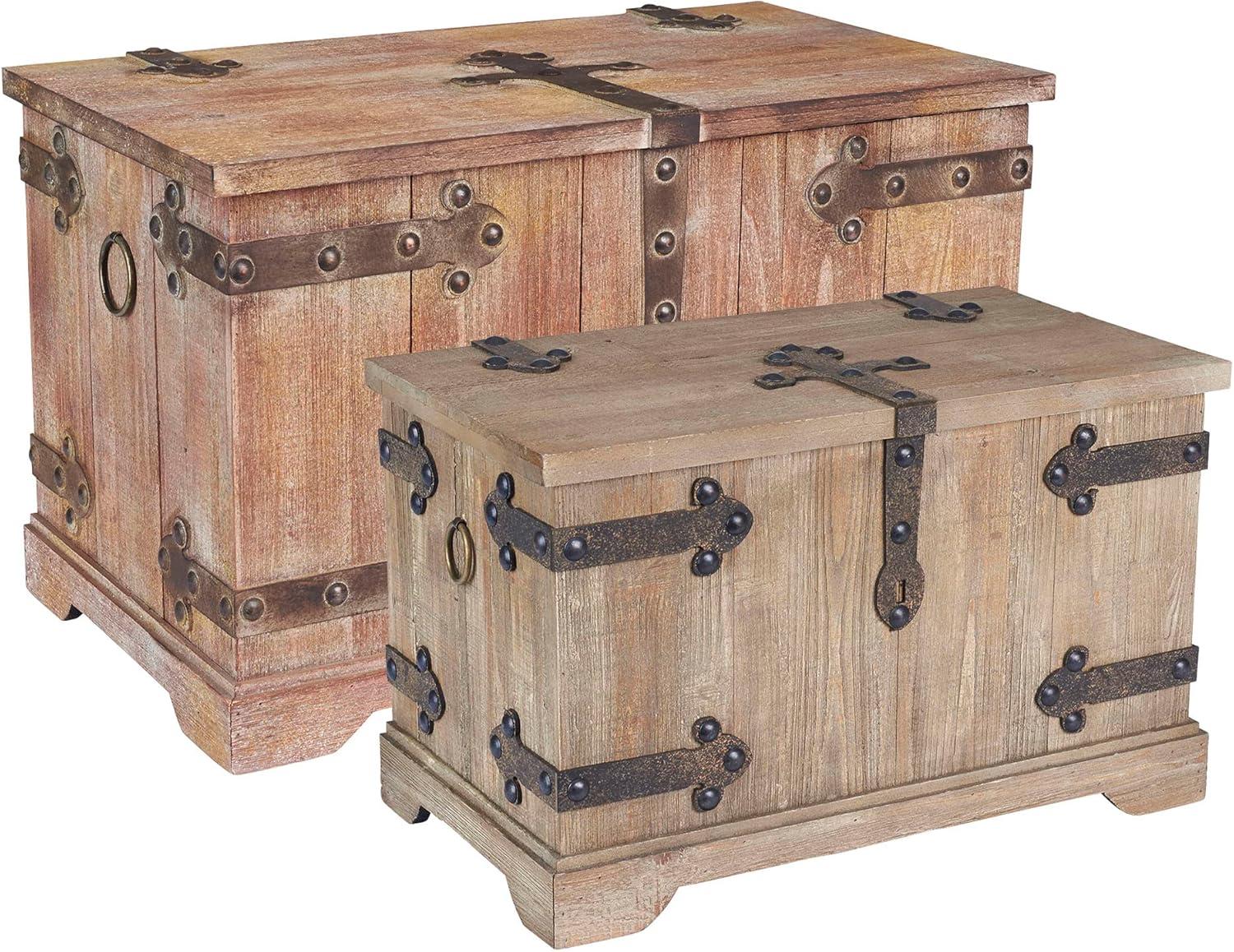 Household Essentials 2 Piece Wood Accent Trunk