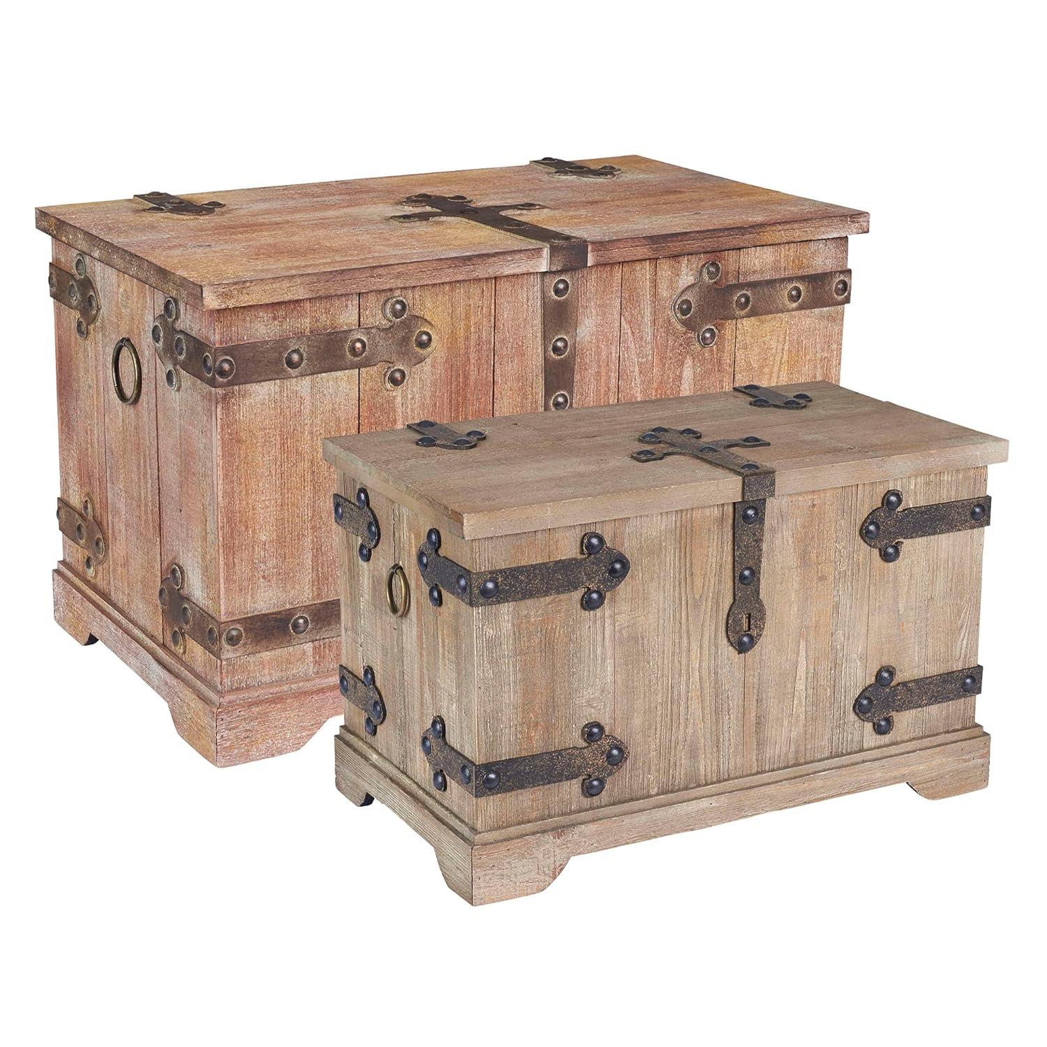 Household Essentials 2 Piece Wood Accent Trunk
