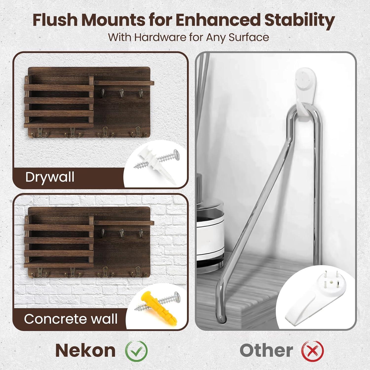 ENAMOST Mail Holder For Wall Mail Organizer With Key Hooks With Floating Shelf