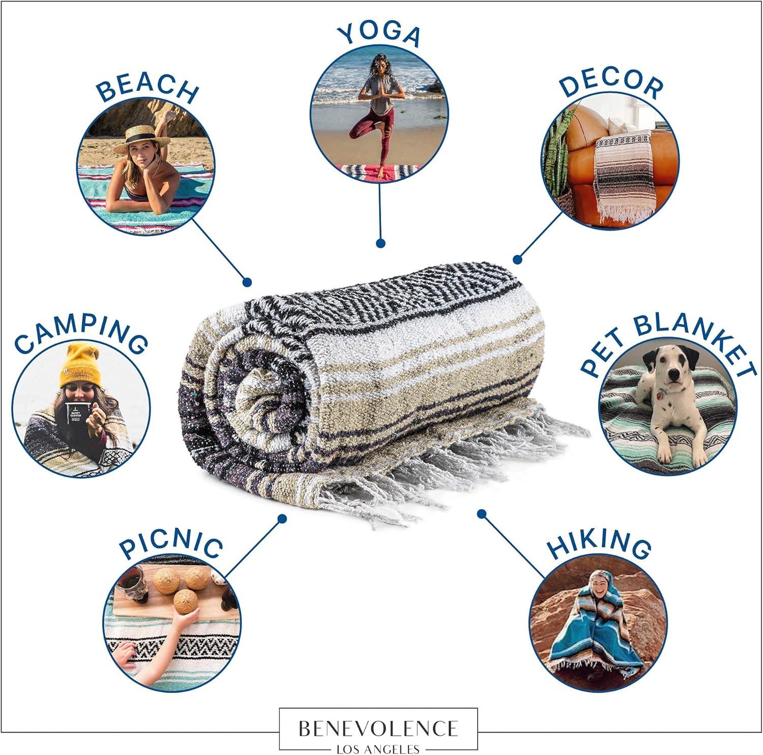Benevolence LA Authentic Mexican Blanket (70 x 50 in) In Sand