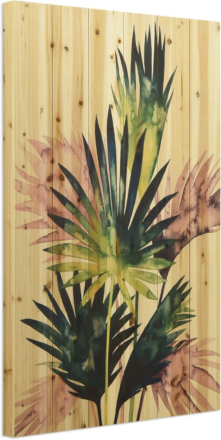 Twilight Palms Multicolor Fir Wood Wall Art Print