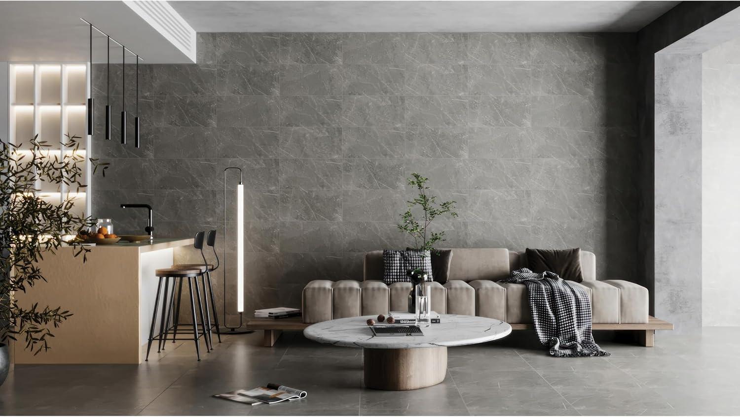 Bedrosians Shandar 24" x 24" Porcelain Marble Look Wall Floor Use Tile in Florence Gray