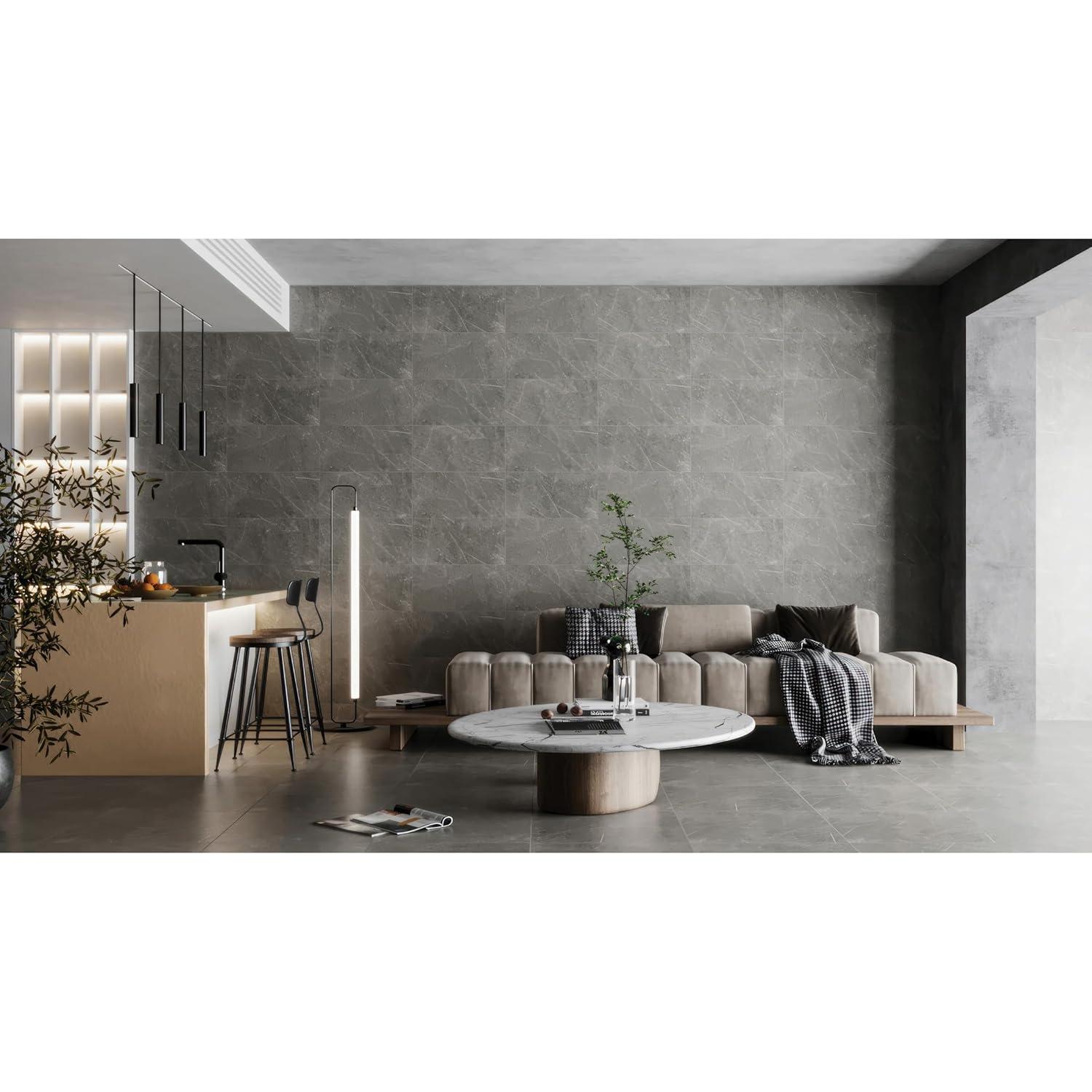 Bedrosians Shandar 24" x 24" Porcelain Marble Look Wall Floor Use Tile in Florence Gray