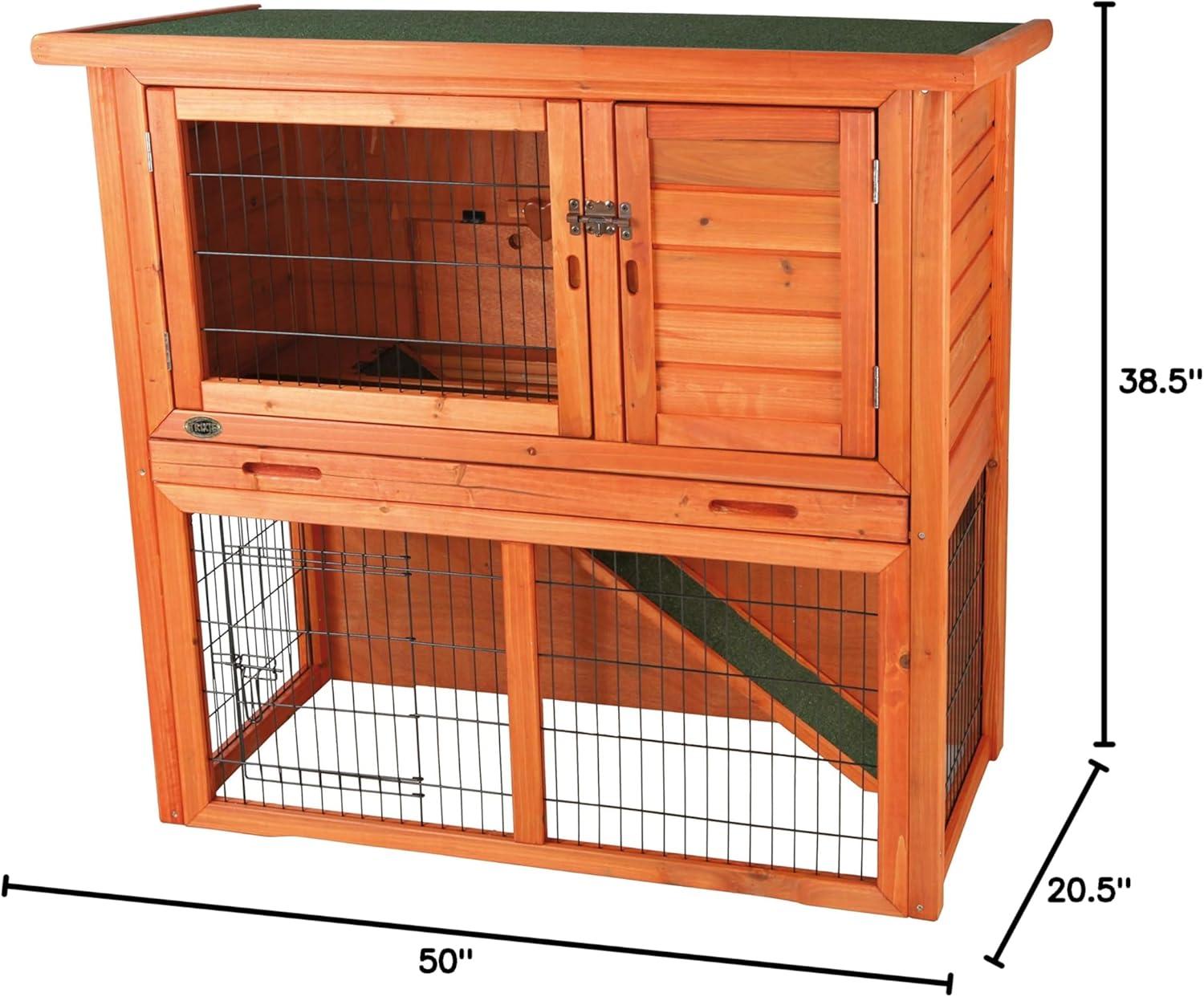 TRIXIE TRIXIE 2-Story Cabin Rabbit Hutch with Run, Ramp, Attic Storage, for Rabbits or Guinea Pigs