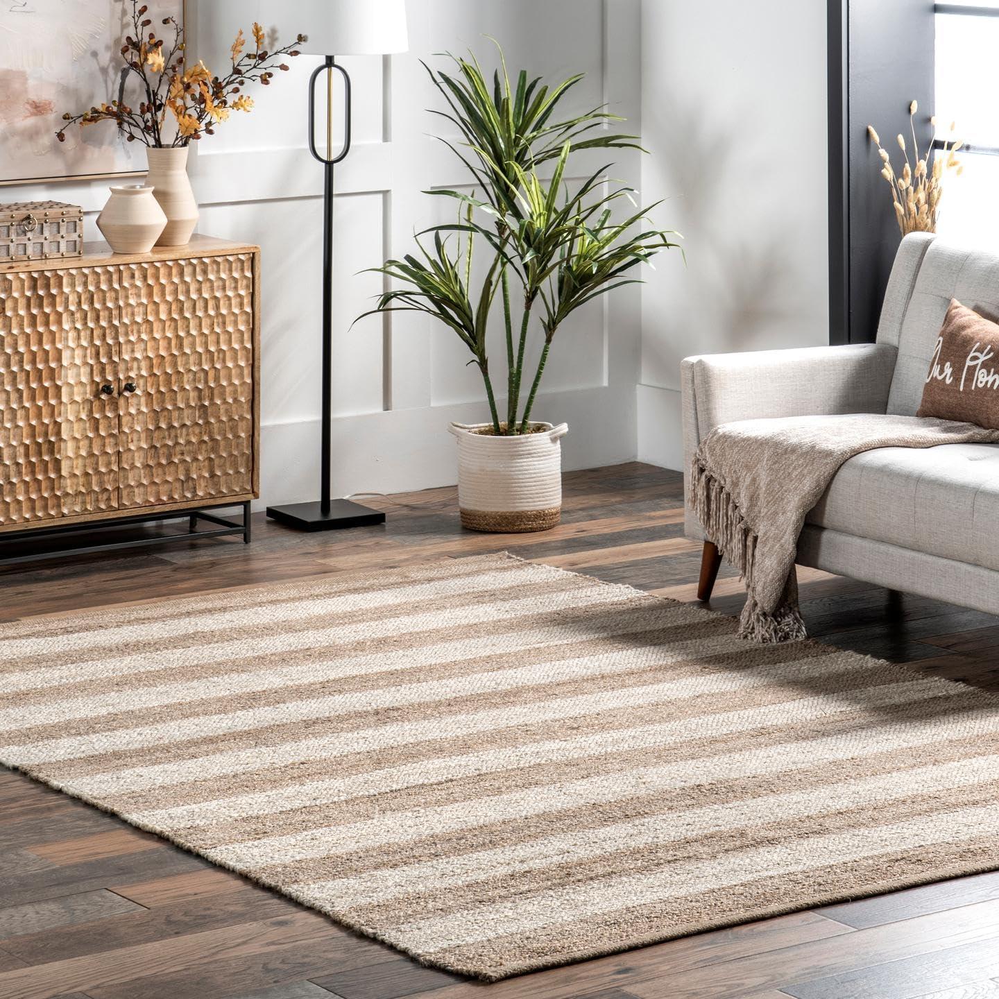 nuLOOM Flatweave Alisia Stripes Jute Area Rug