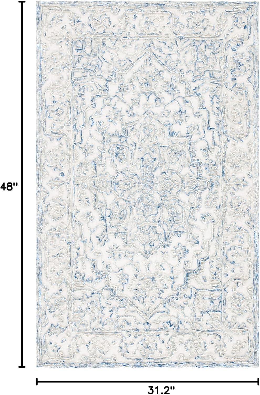 Trace TRC103 Hand Tufted Indoor Accent Rug - Blue/Ivory - 2'6"x4' - Safavieh