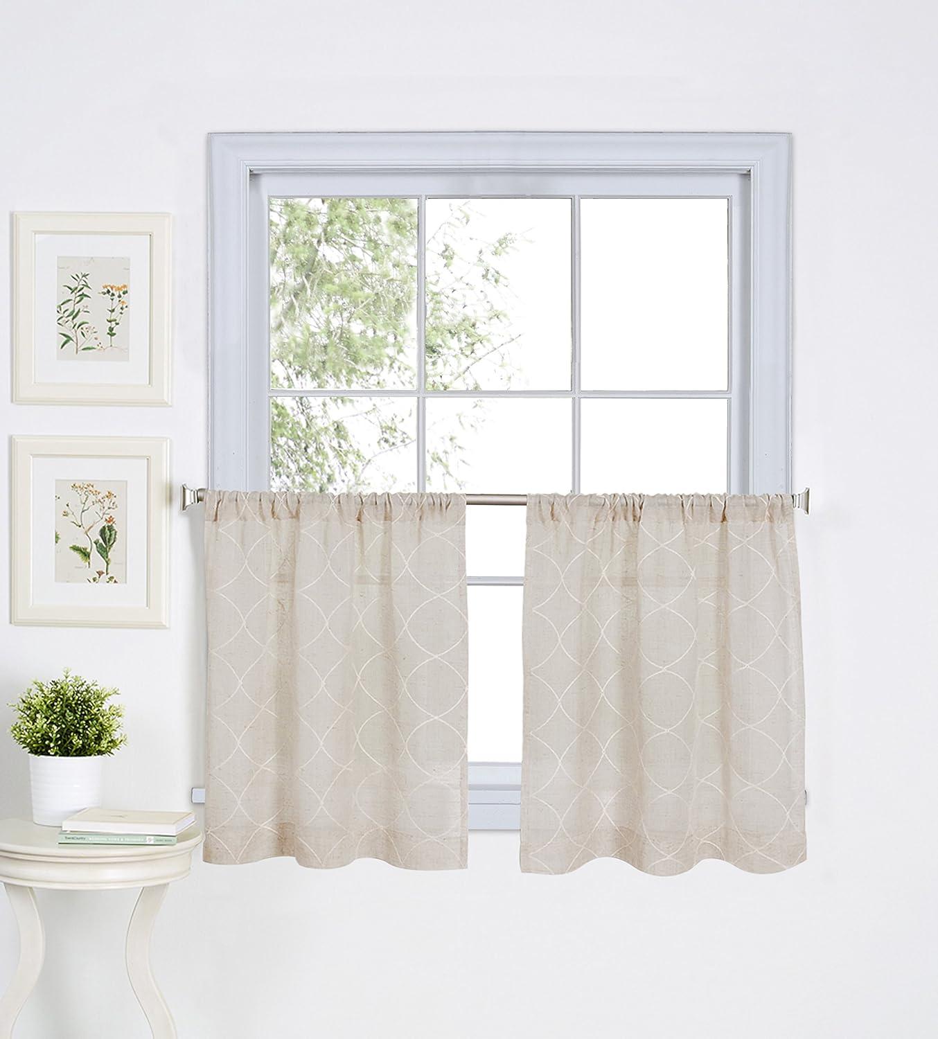 Taylor Rod Pocket Kitchen Tier Window Curtain Set of 2 - Linen - Elrene Home Fashions