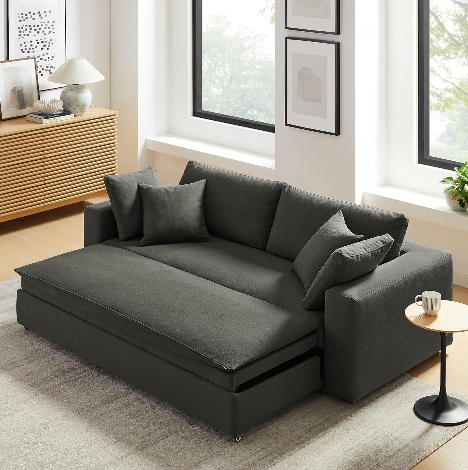 Modway Commix Down Filled Overstuffed Sleeper Sofa In Pure White