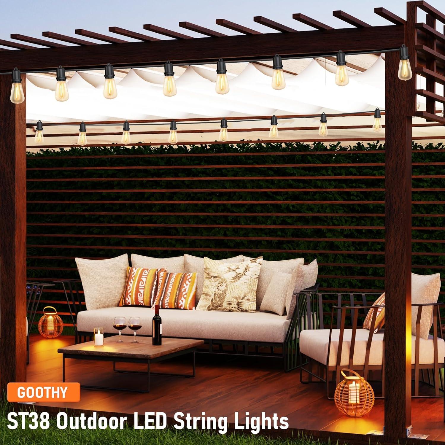 Arlmont & Co. Arlmont & Co. LED Outdoor String Lights 100FT Patio Lights With 52 Shatterproof ST38 Vintage Edison Bulbs