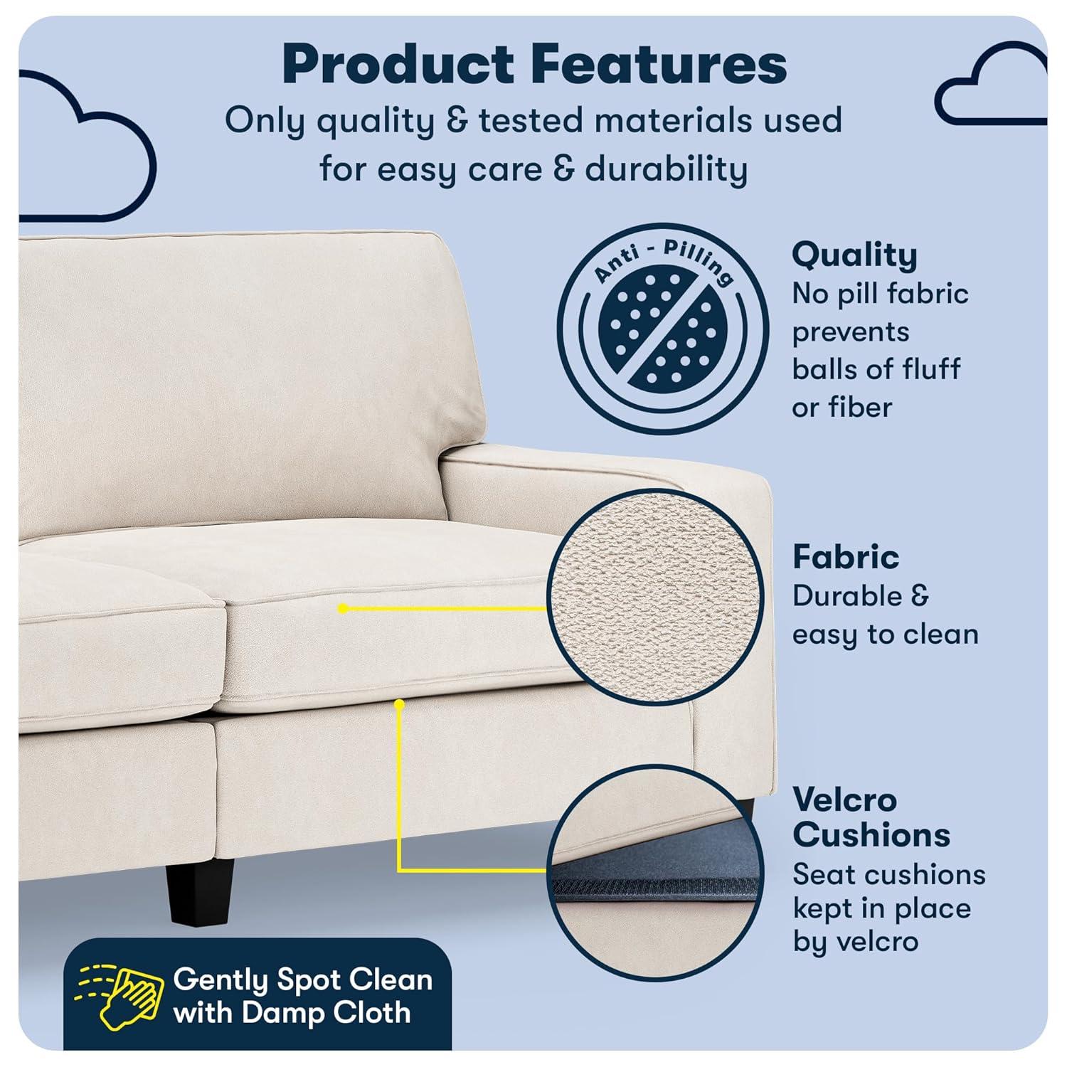 Serta Palisades 78" Track Arm Sofa, Easy Care Fabric, Soft Pillow Back, Pocket Coil Seat Cushions