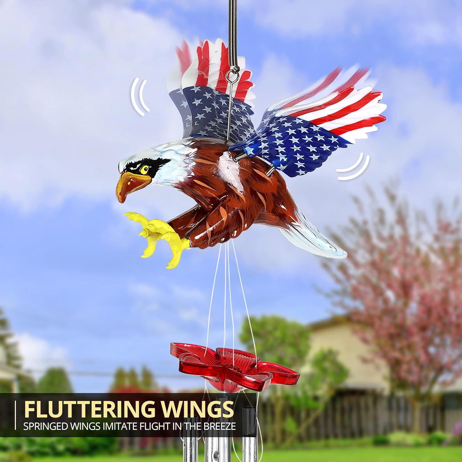 Exhart Exhart WindyWing Patriotic Eagle Wind Chime with American Flag Wings, 8 by 18 Inches
