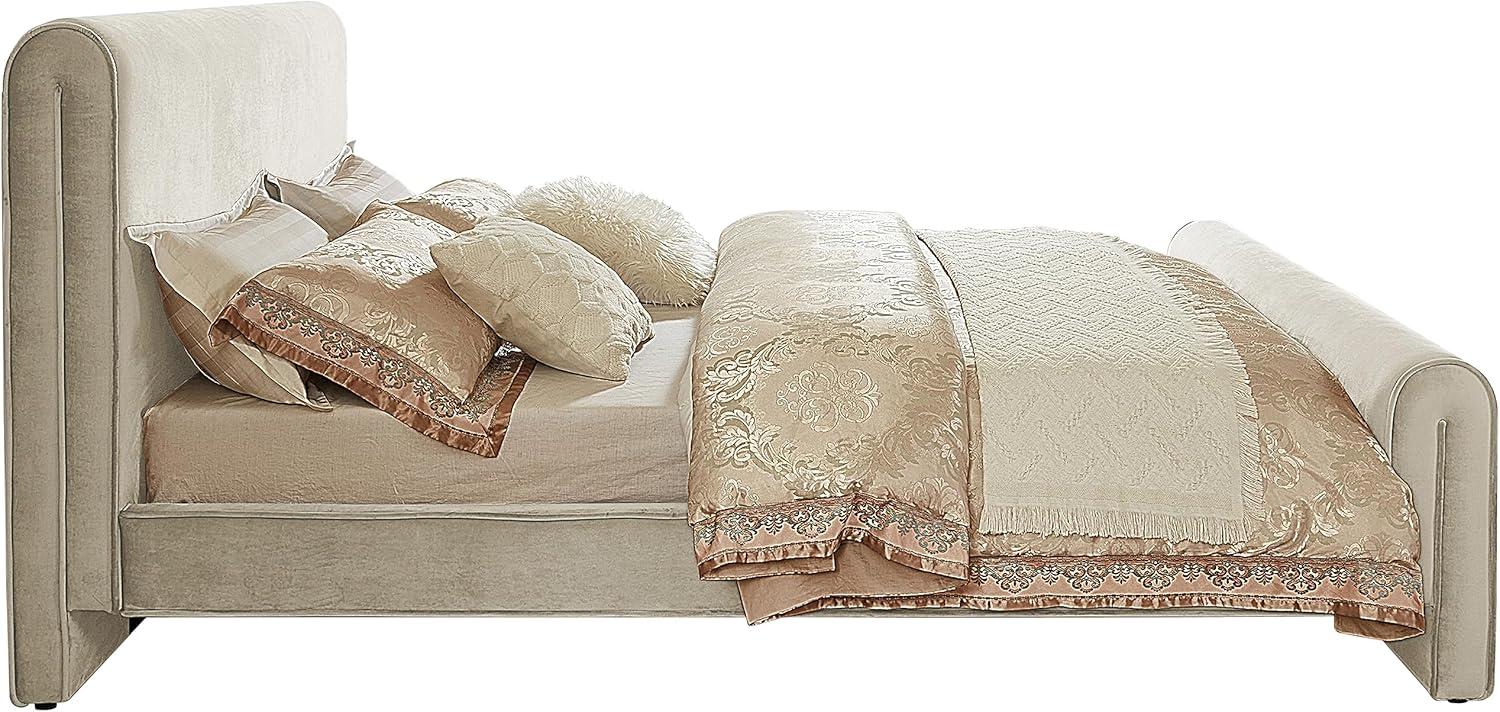 Meridian Furniture Sloan Cream Velvet Queen Bed