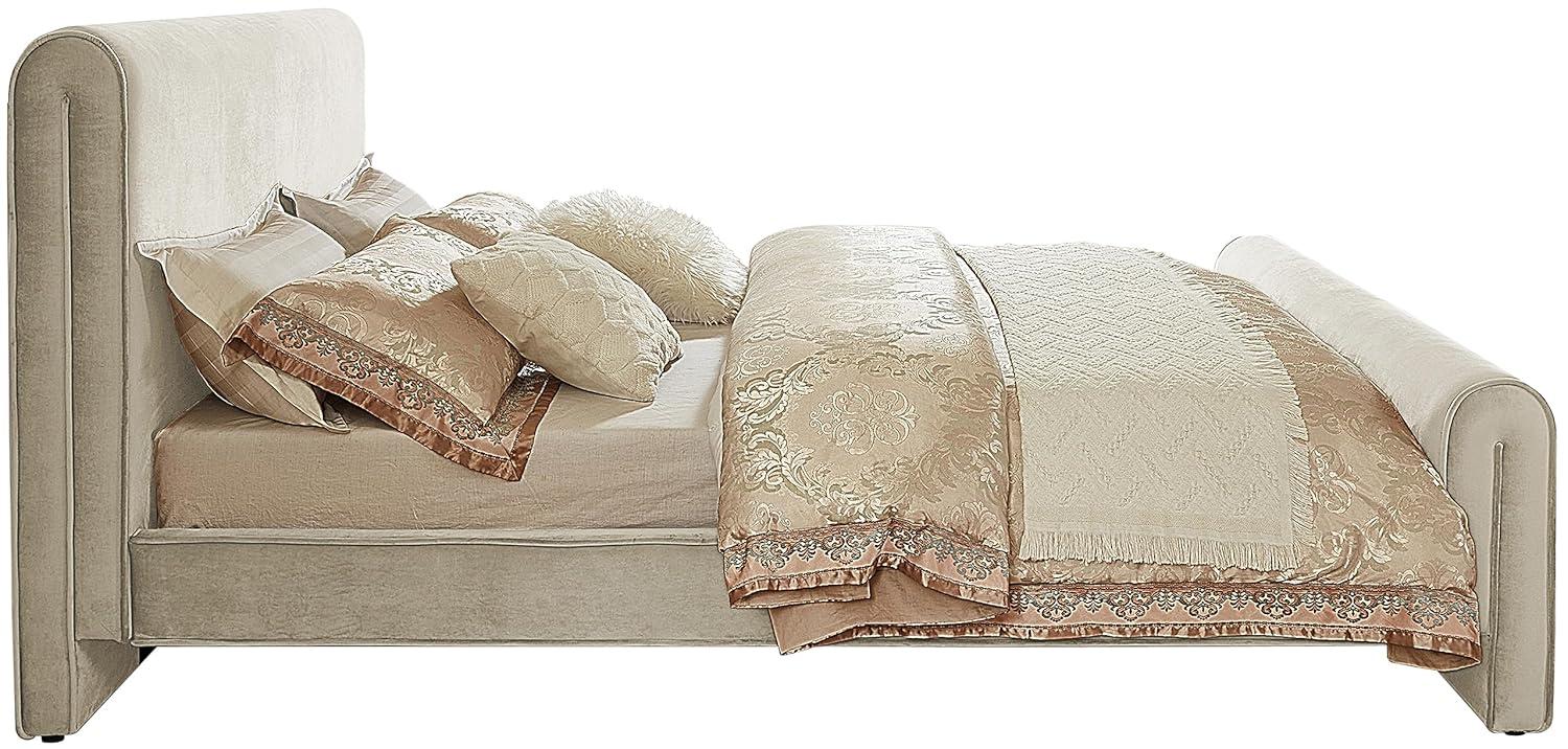 Meridian Furniture Sloan Cream Velvet Queen Bed
