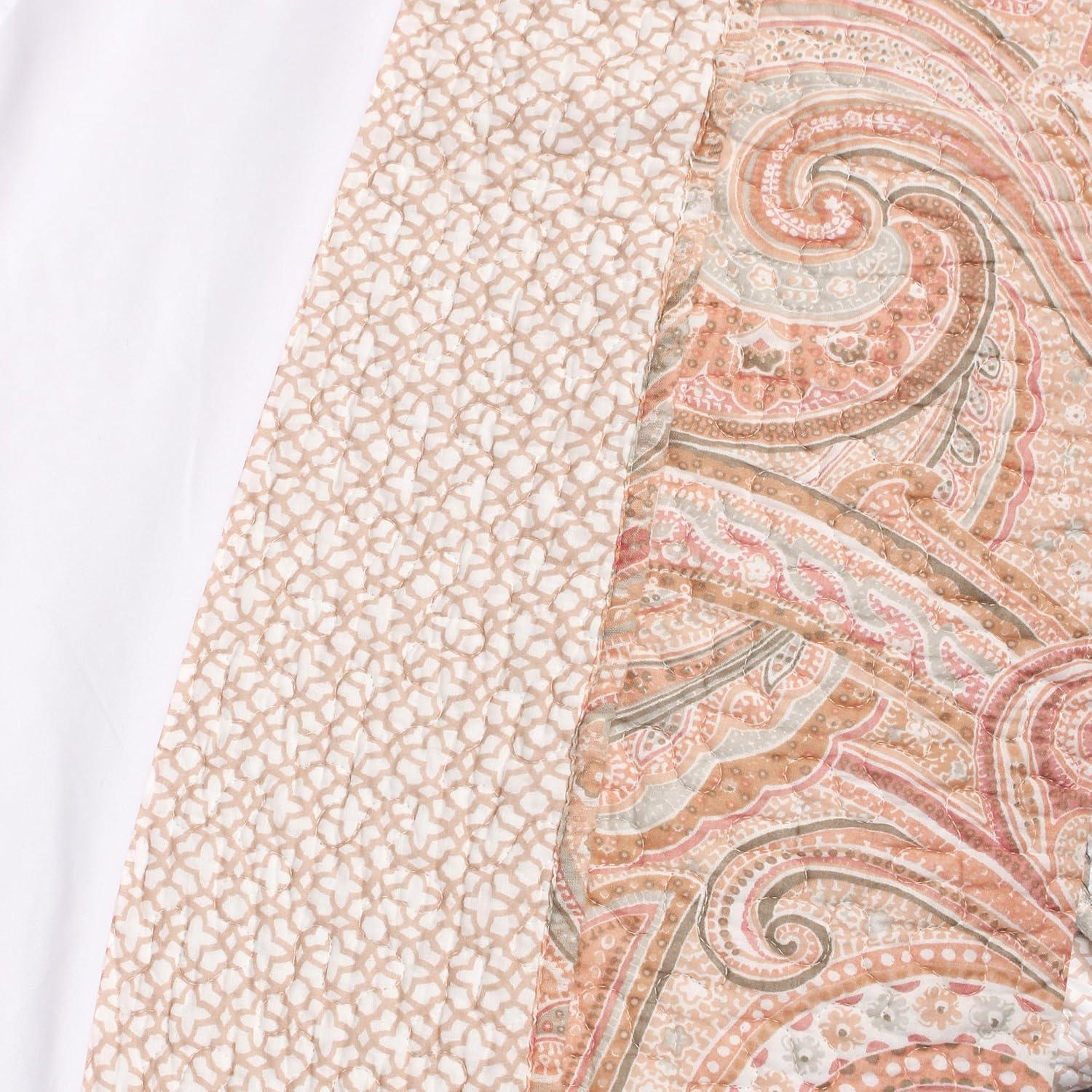 Spruce Coral Quilt Set - One King Quilt and Two King Shams - Levtex Home