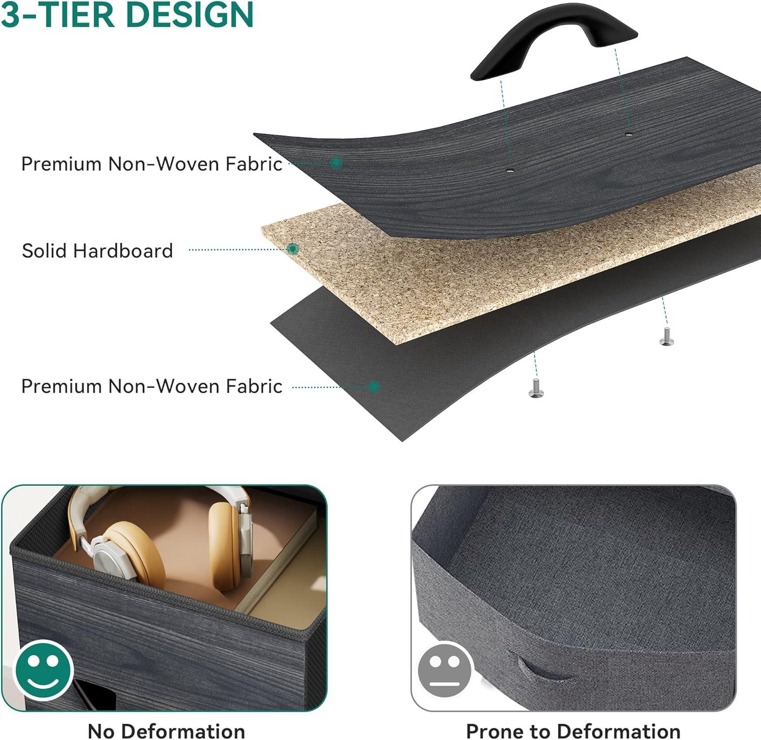 SYTHERS Dresser for Bedroom with 9 Drawers, Fabric Dresser Storage Organizer Unit with Fabric Bins, Fabric Dresser for Living Room, Closet, Hallway, Dark Gray