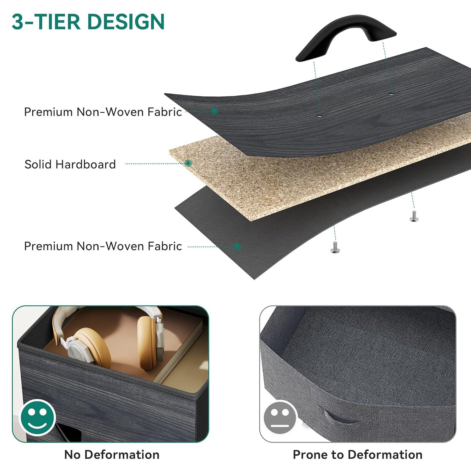 SYTHERS Dresser for Bedroom with 9 Drawers, Fabric Dresser Storage Organizer Unit with Fabric Bins, Fabric Dresser for Living Room, Closet, Hallway, Dark Gray