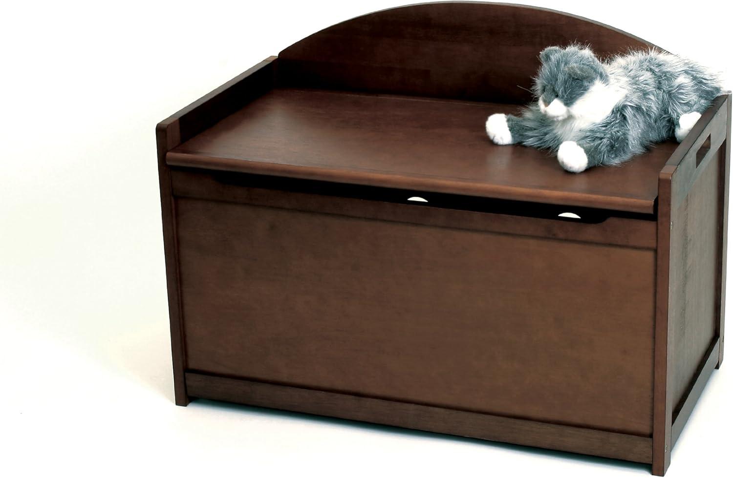 Walnut Finish Beech Wood Child's Toy Chest with Safety Hinge