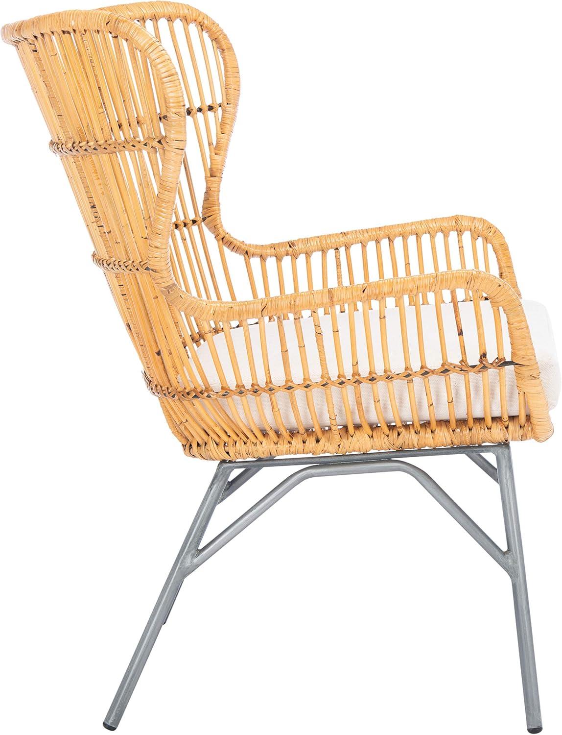 Lenu Rattan Accent Chair with Cushion  - Safavieh