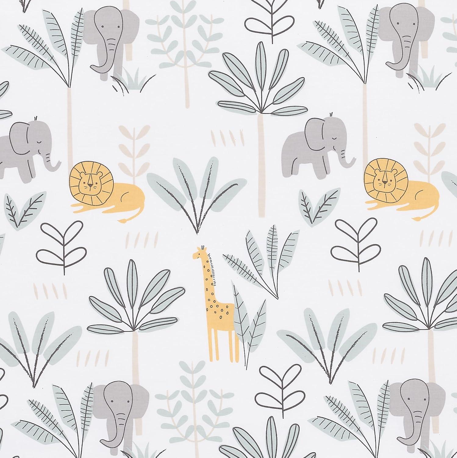 Lambs & Ivy Jungle Adventure 100% Cotton Baby/Toddler Fitted Crib Sheet - White
