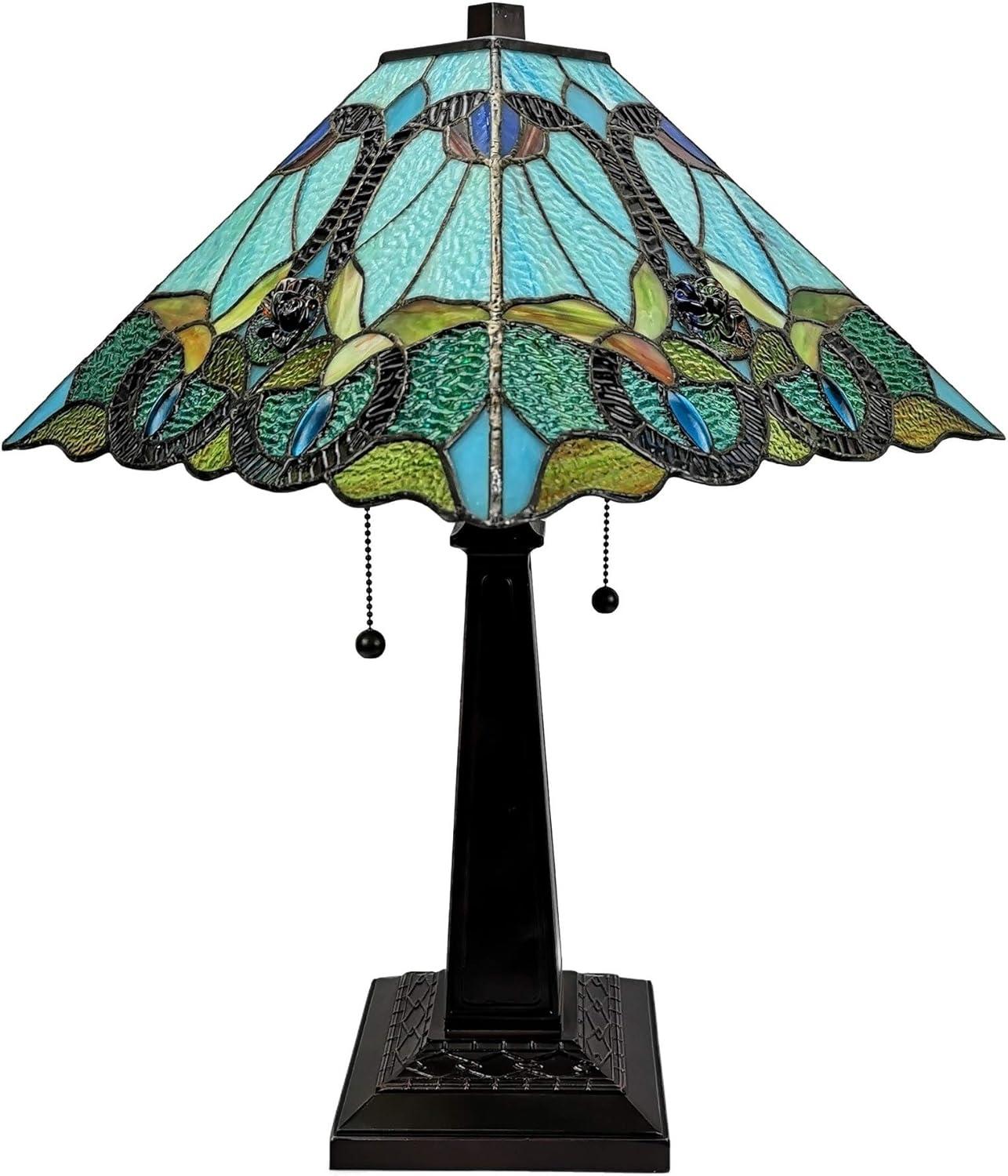 Amora Lighting  23 in. High Tiffany Style Floral Mission Table Lamp