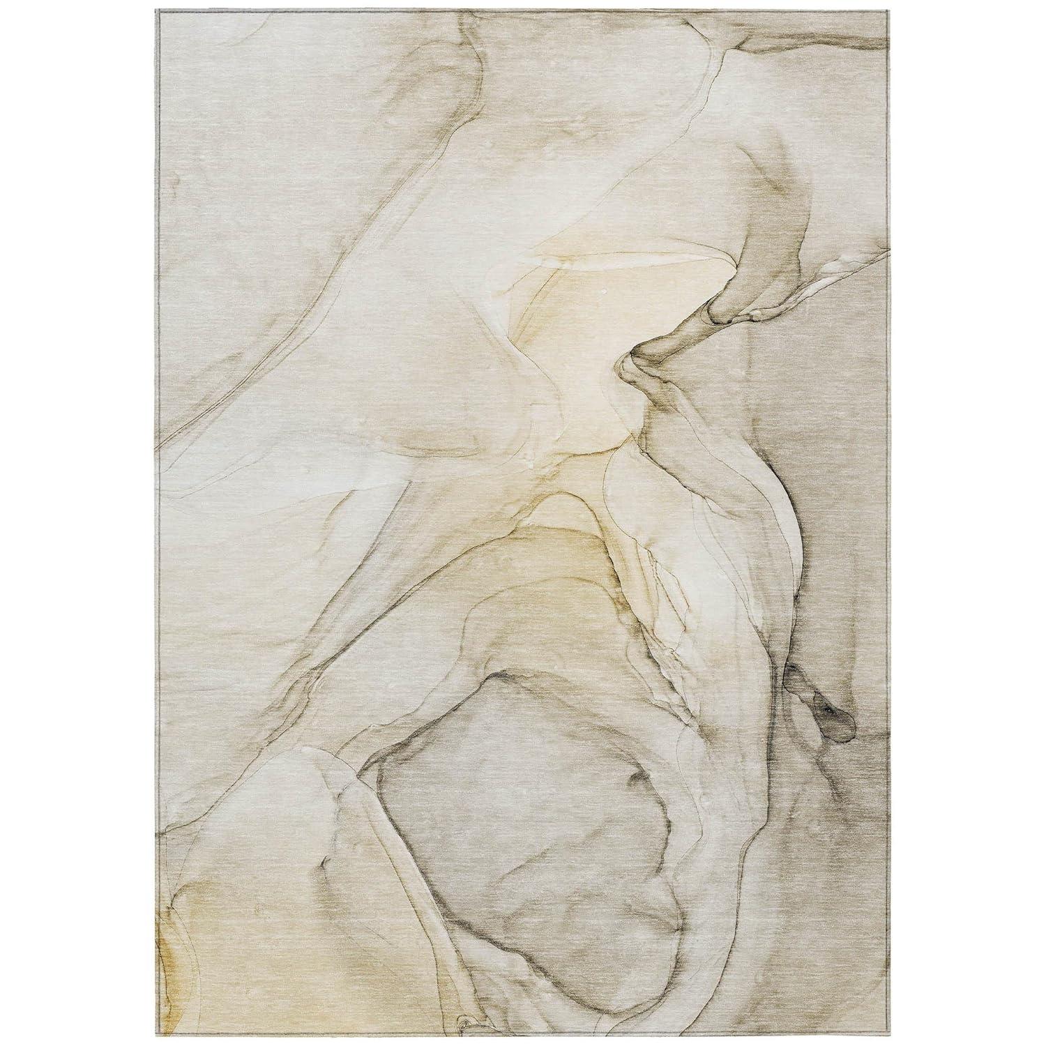 Addison Rugs Chantille ACN502BG 5 x 7 (ft) Polyester Beige Rectangular Indoor/Outdoor Stripe Machine washable Area rug