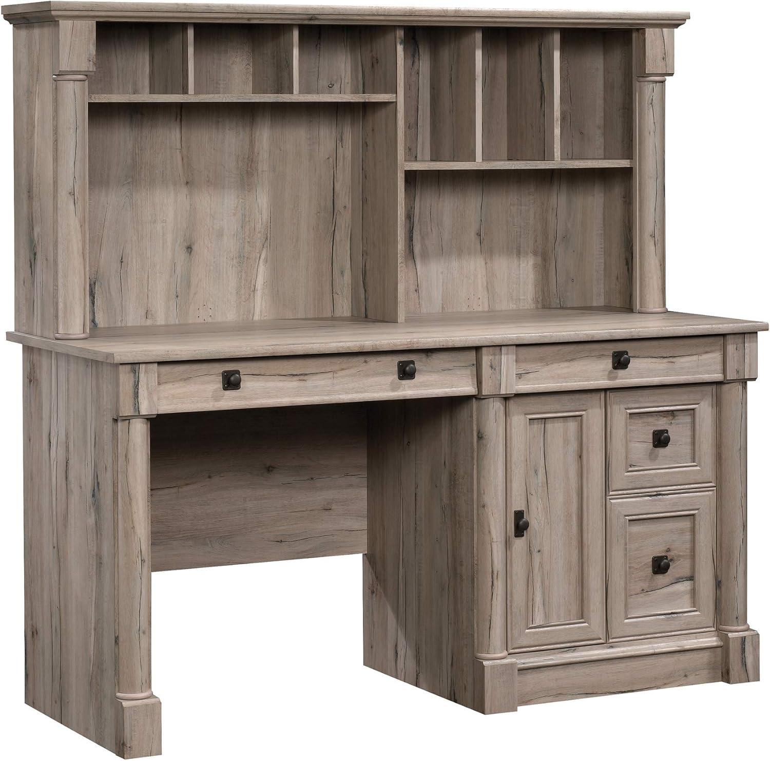 Palladia Computer Desk with Hutch Split Oak - Sauder: Home Office Furniture, Executive Style, Storage