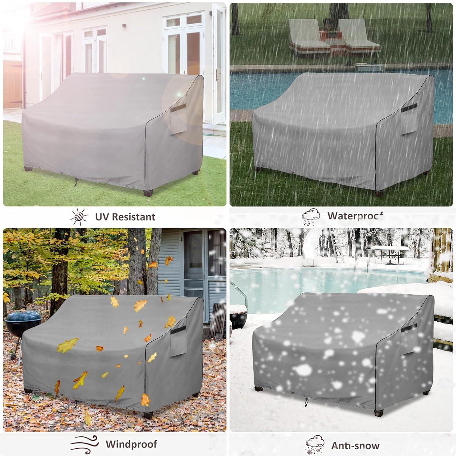 Outdoor Patio Furniture Covers Waterproof ,Durable 3-Seater Sofa Cover Fits up to 79W x 38D x 35H inches