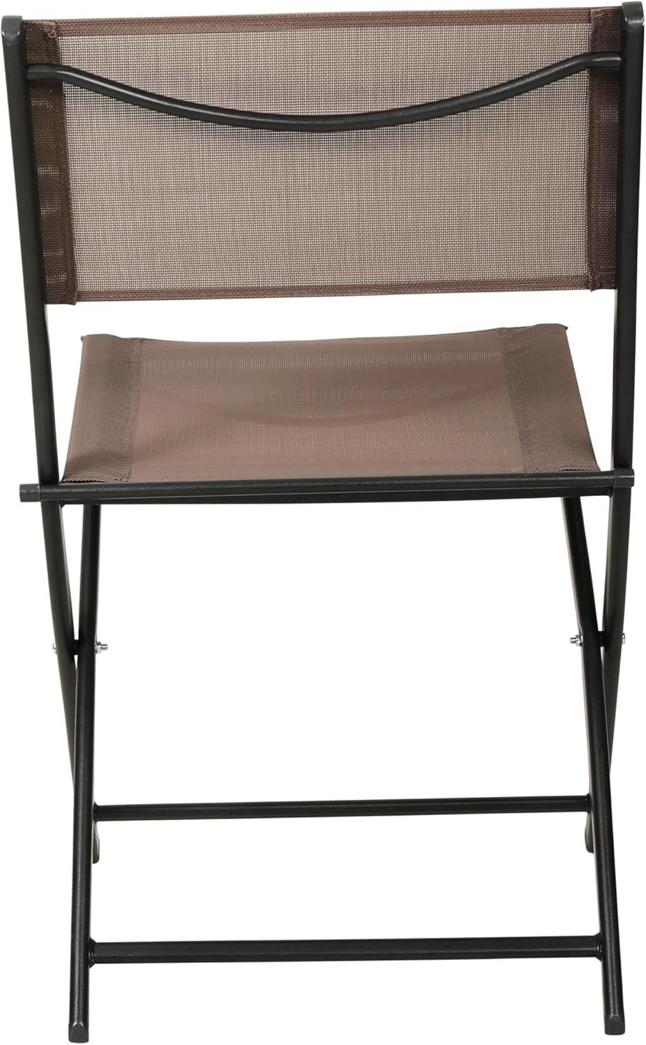 Flash Furniture Brazos Set of 4 Commercial Grade Indoor/Outdoor Folding Chairs with Brown Flex Comfort Material Backs and Seats and Black Metal Frames